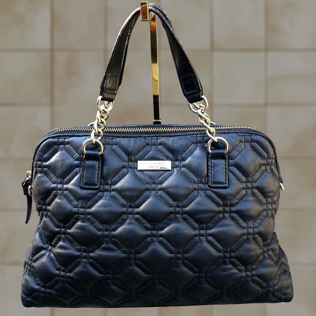 Vintage KATE SPADE Rachelle Astor Quilted Court Purse Women's Shoulder Bag Leather Bag Black Satchel/Top Handle Bag Size ONE SIZE - 1 Thumbnail