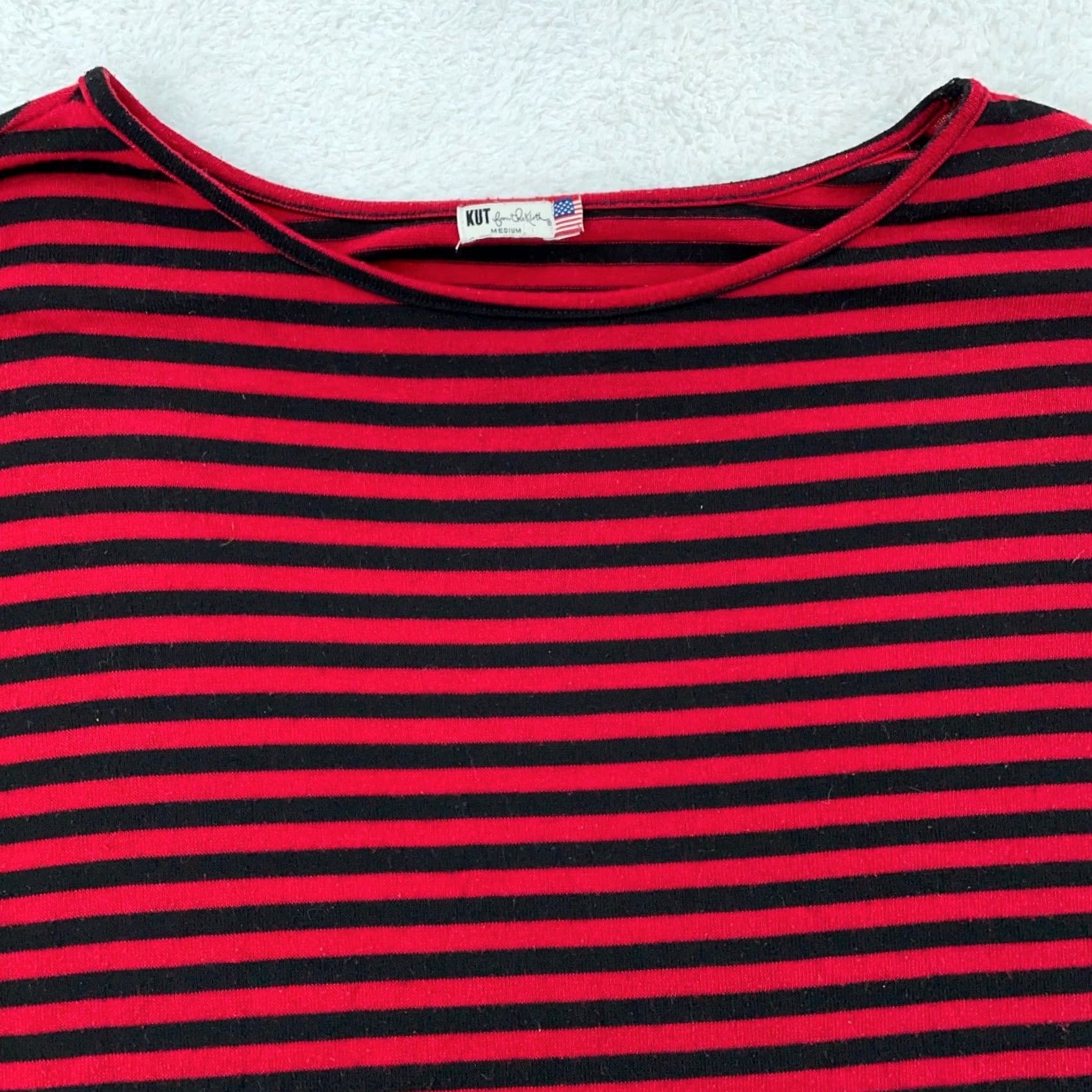 Vintage VINTAGE KUT from the Kloth Shirt Top Women 2XL Red Black Stripe Long Sleeve USA Shirt Size XXL / US 16-18 / IT 52-54 - 2 Thumbnail
