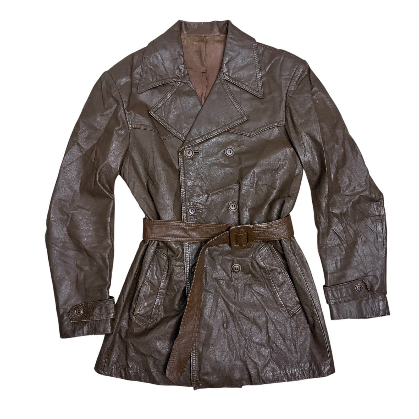 Other Vintage Leather Coat Princeton Trench Retro Jacket Small Size US S / EU 44-46 / 1 - 1 Thumbnail