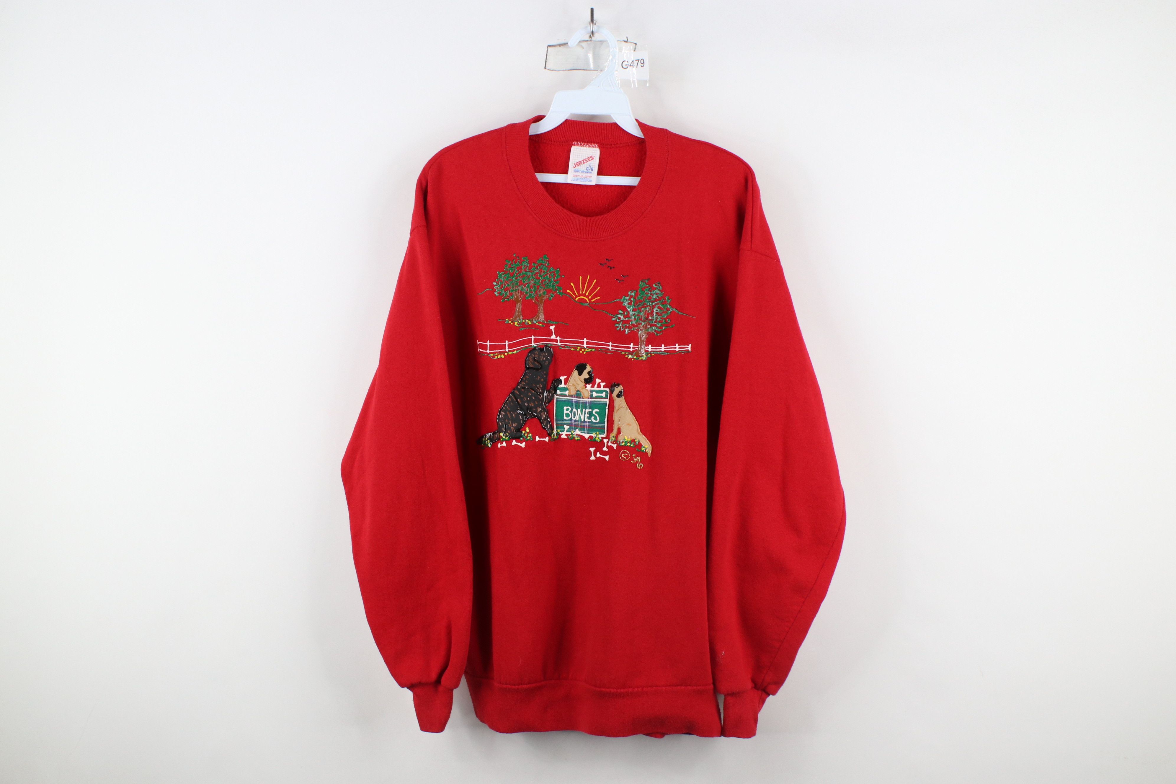 Vintage Vintage 90s Streetwear Farmhouse Puppy Sweatshirt Red USA Size L / US 10 / IT 46 - 1 Thumbnail