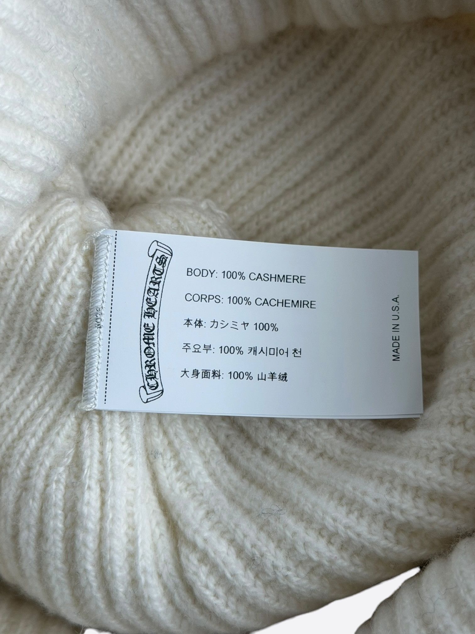 Chrome Hearts Chrome Hearts White & Black Cross Logo Cashmere Beanie Size ONE SIZE - 3 Thumbnail