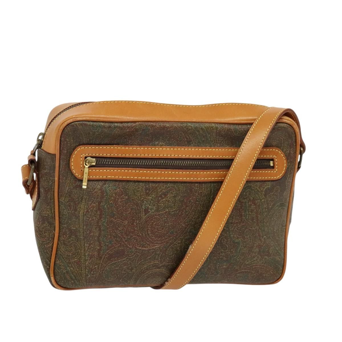 Etro Paisley Shoulder Bag Pvc Brown Gold Auth Am8284 in Brown/Gold, Women's