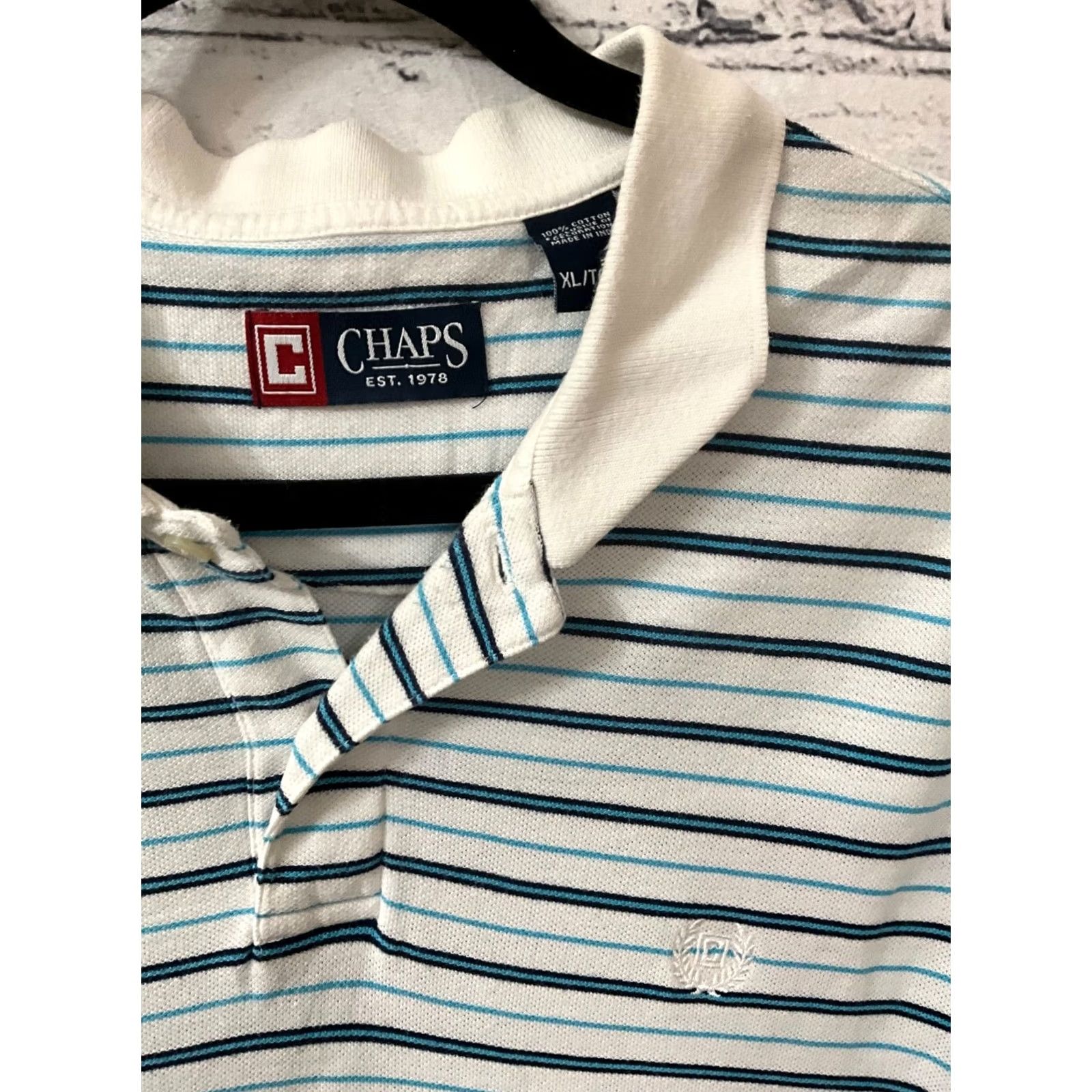 Chaps VINTAGE CHAPS RALPH LAUREN MENS POLO XL Blue Striped Short Sleeve Collared Logo Polo Golf Mens XL Size US XL / EU 56 / 4 - 4 Thumbnail
