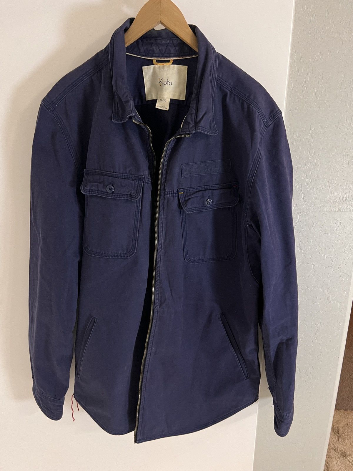 Koto Koto Navy Zip Work Jacket – Minimal Utility Style – Size L Size US XL / EU 56 / 4 - 1 Thumbnail