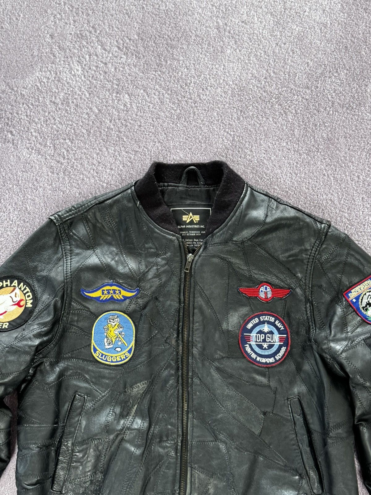 Alpha Industries Alpha Industries Grunge Leather Y2K Bomber Jacket Size S / US 4 / IT 40 - 2 Thumbnail