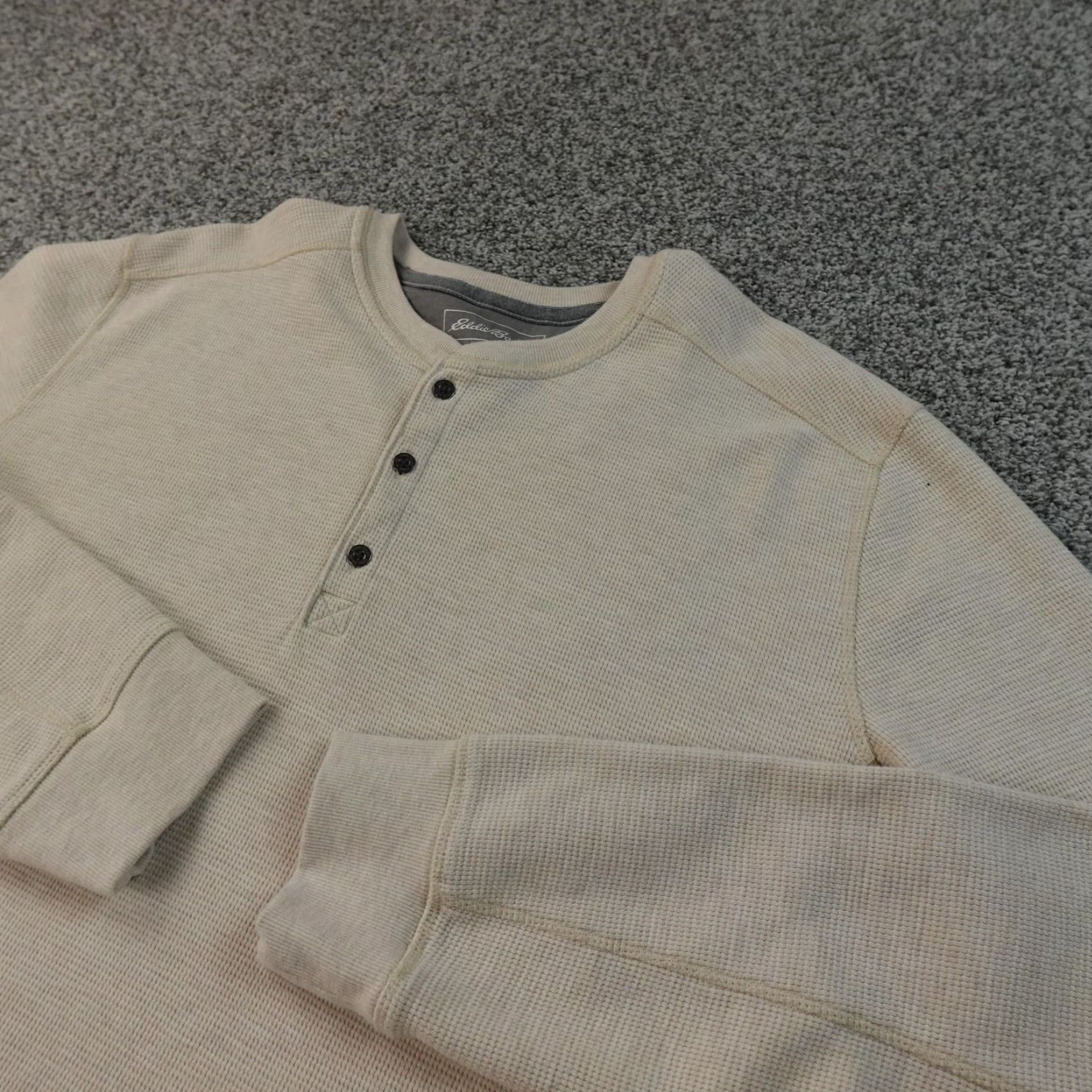 Eddie Bauer Eddie Bauer Shirt Mens XL Beige Waffle Knit Thermal Henley Sweater Outdoor Hike Size US XL / EU 56 / 4 - 2 Thumbnail