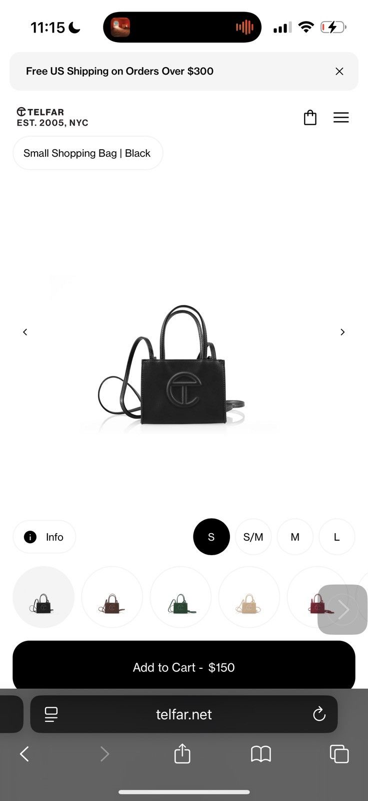 Telfar TELFAR Small Shopping Bag | Black Size ONE SIZE - 1 Thumbnail