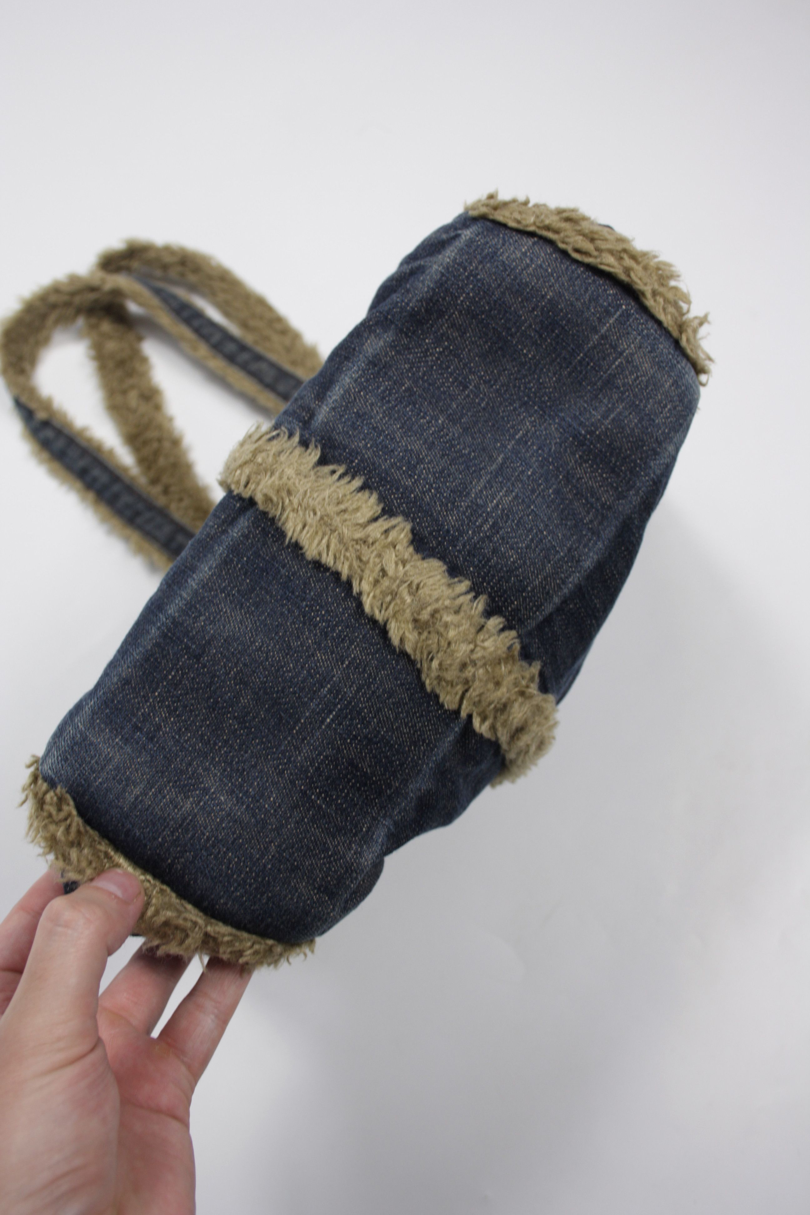 Miss Sixty Miss Sixty Y2K Denim Faux Fur Shoulder Tote Square Bag Size ONE SIZE - 4 Thumbnail