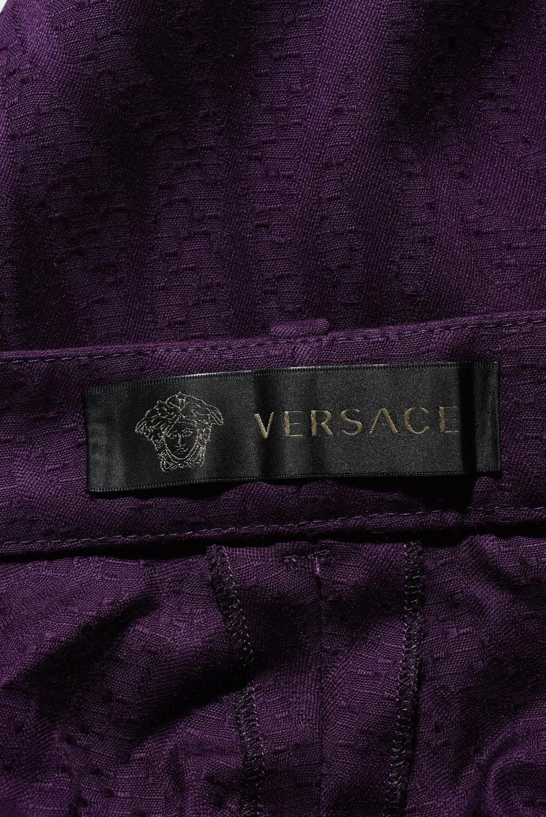 Versace Women's Versace Purple Textured Slim Fit Pants Size W33 L28 Size 33" - 3 Thumbnail