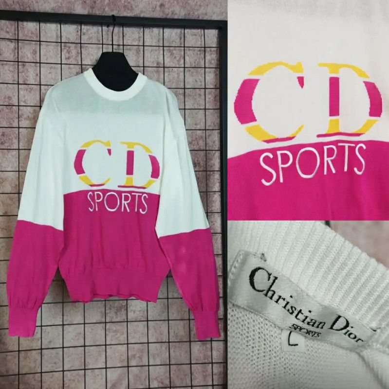 Dior Dior White and Pink Logo Long Sleeve Top 0089 Size L / US 10 / IT 46 - 1 Thumbnail