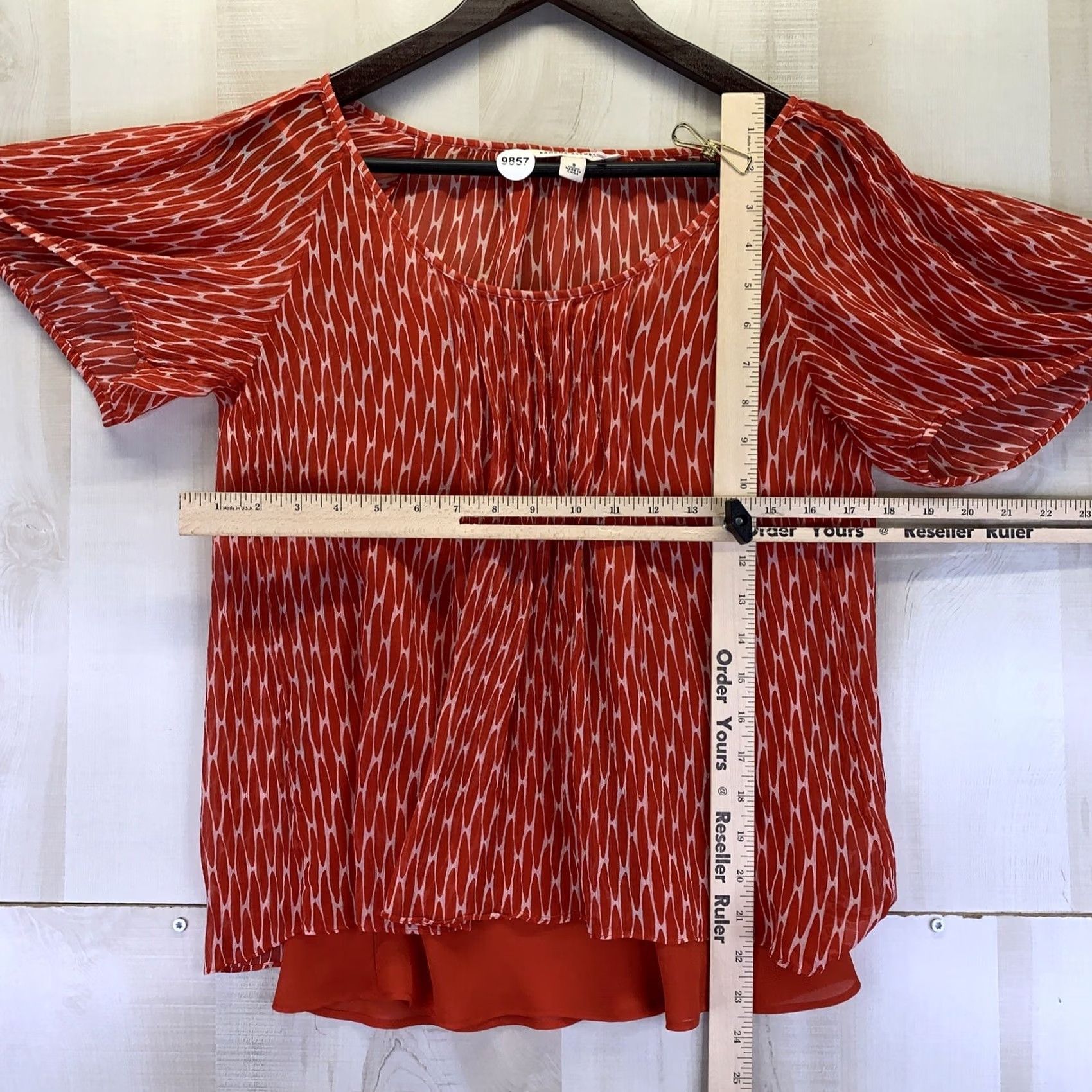 Banana Republic VINTAGE Banana Republic Silk Blouse Top Womens S Red Orange Sheer Short Sleeve Casual Size S / US 4 / IT 40 - 5 Thumbnail