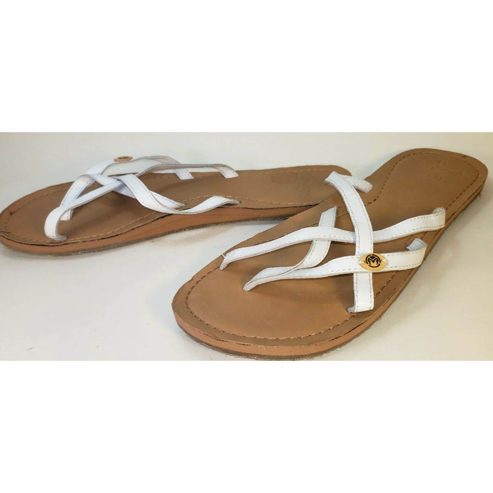 Vintage Ocean Minded Slide Strappy Sandals Women's Size 11M White Leather Casual Womens Size US 11 / IT 41 - 4 Thumbnail