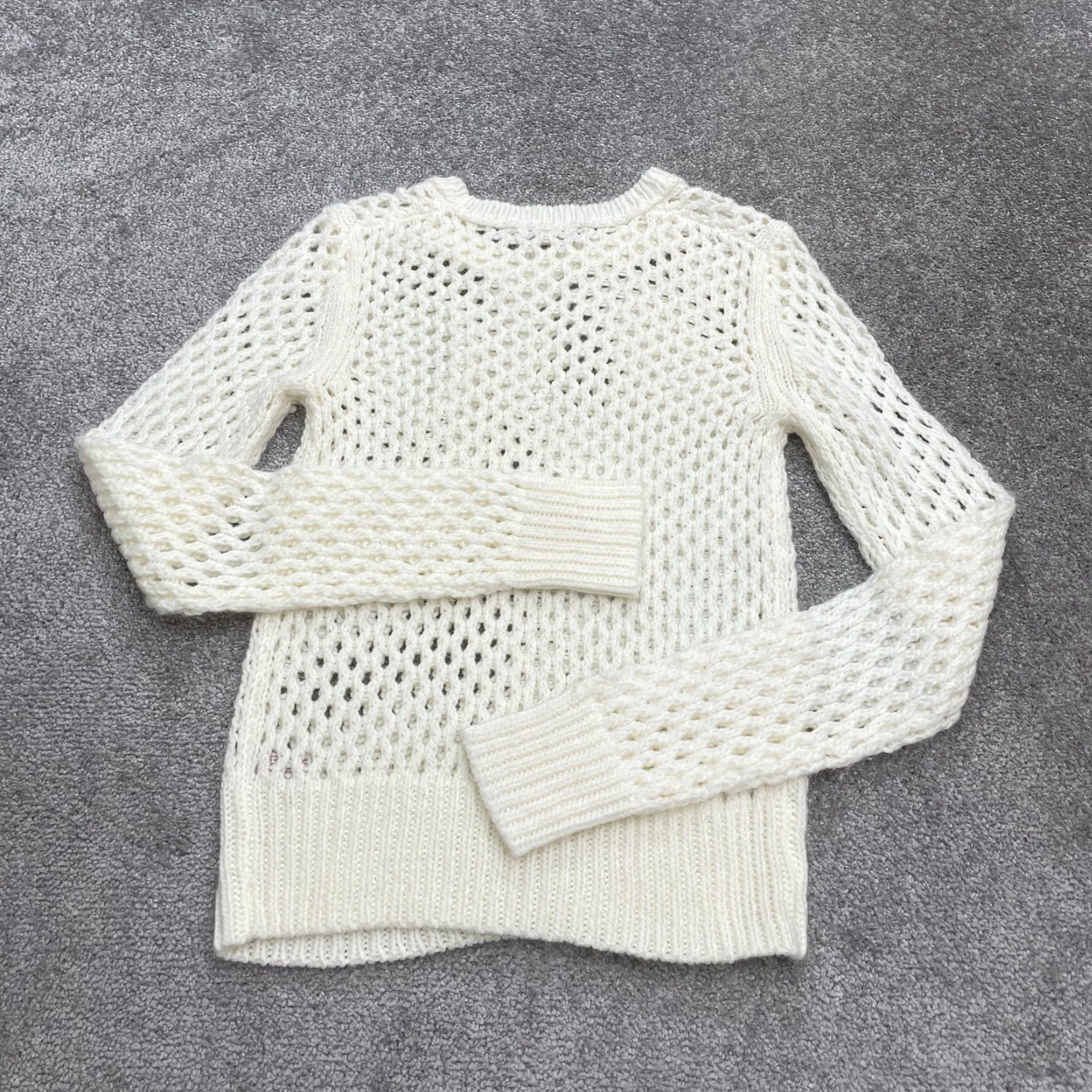 Vintage Arizona Jeans Sweater Womens Large White Open-Knit Crochet Pullover Breathable Lightweight Solid Crew Neck Casual Designer Size L / US 10 / IT 46 - 2 Thumbnail