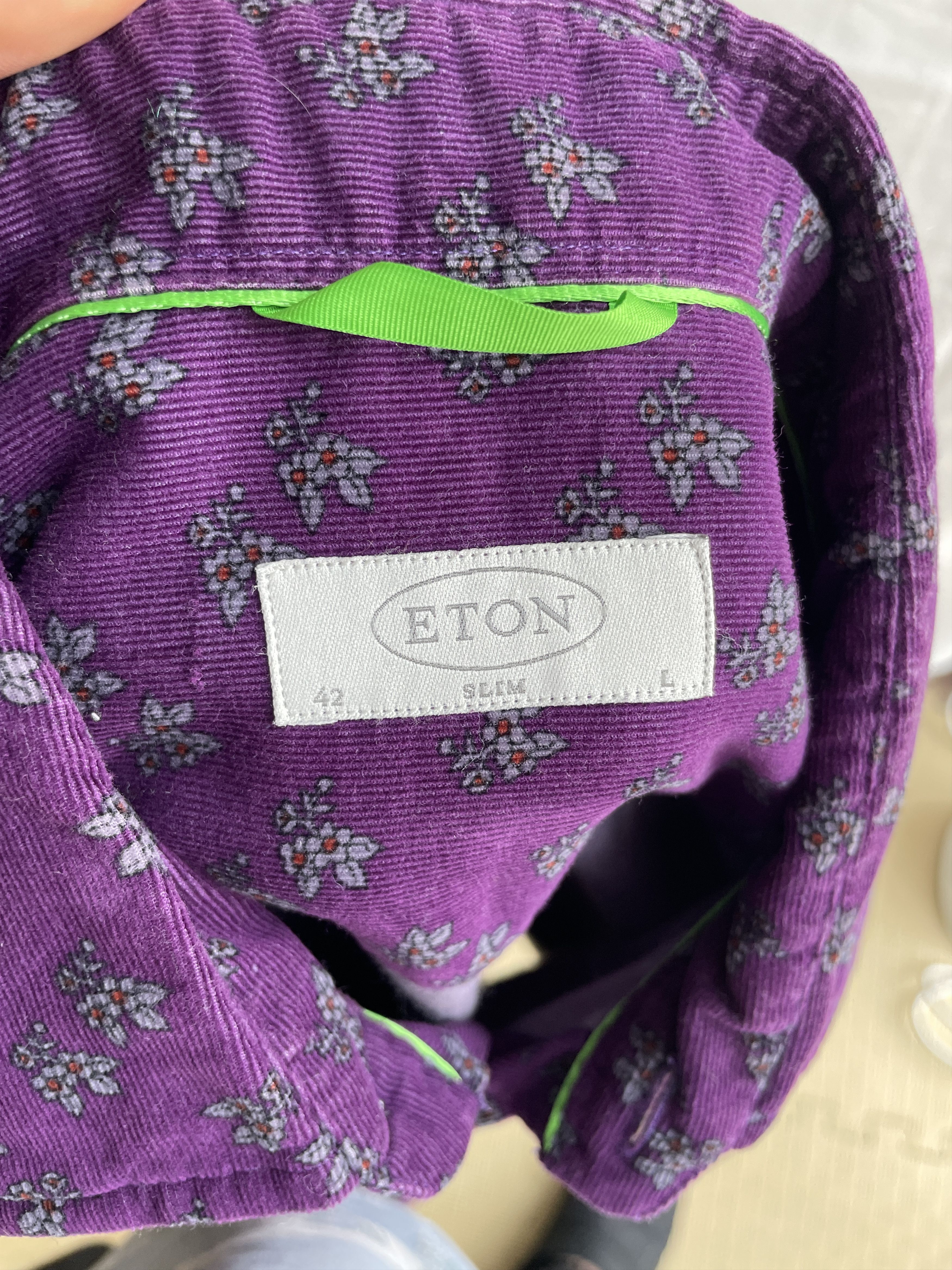 Eton Eton Slim Fit Corduroy Floral Shirt Size L Size US L / EU 52-54 / 3 - 6 Thumbnail