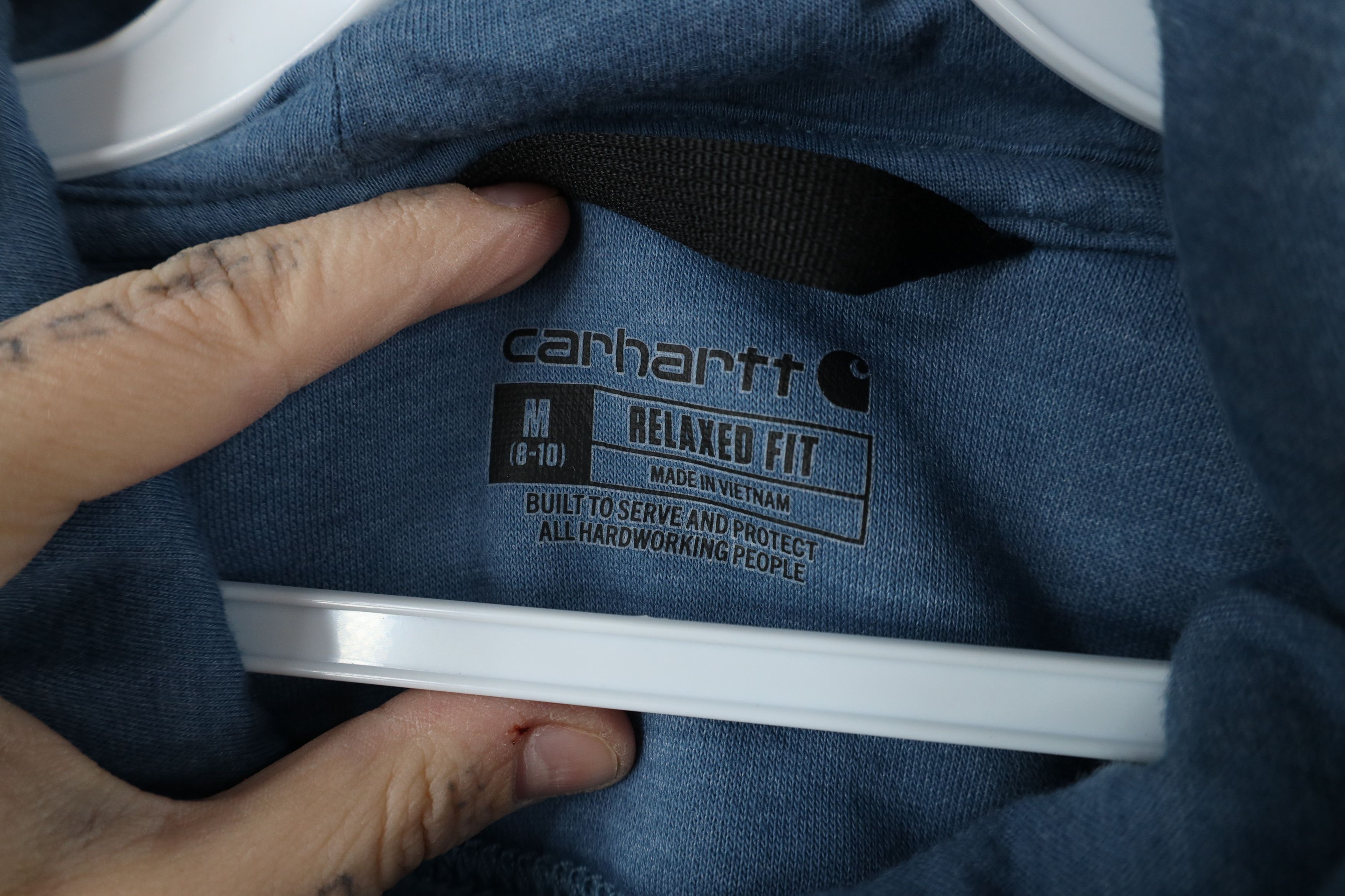 Carhartt × Vintage Vintage Y2K Carhartt Big Logo Hoodie Sweatshirt Blue Size M / US 6-8 / IT 42-44 - 8 Thumbnail