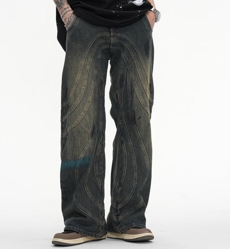 Jean × Vintage Y2K Dirty Grunge Hip Hop Baggy Jeans Size US 34 / EU 50 - 2 Thumbnail