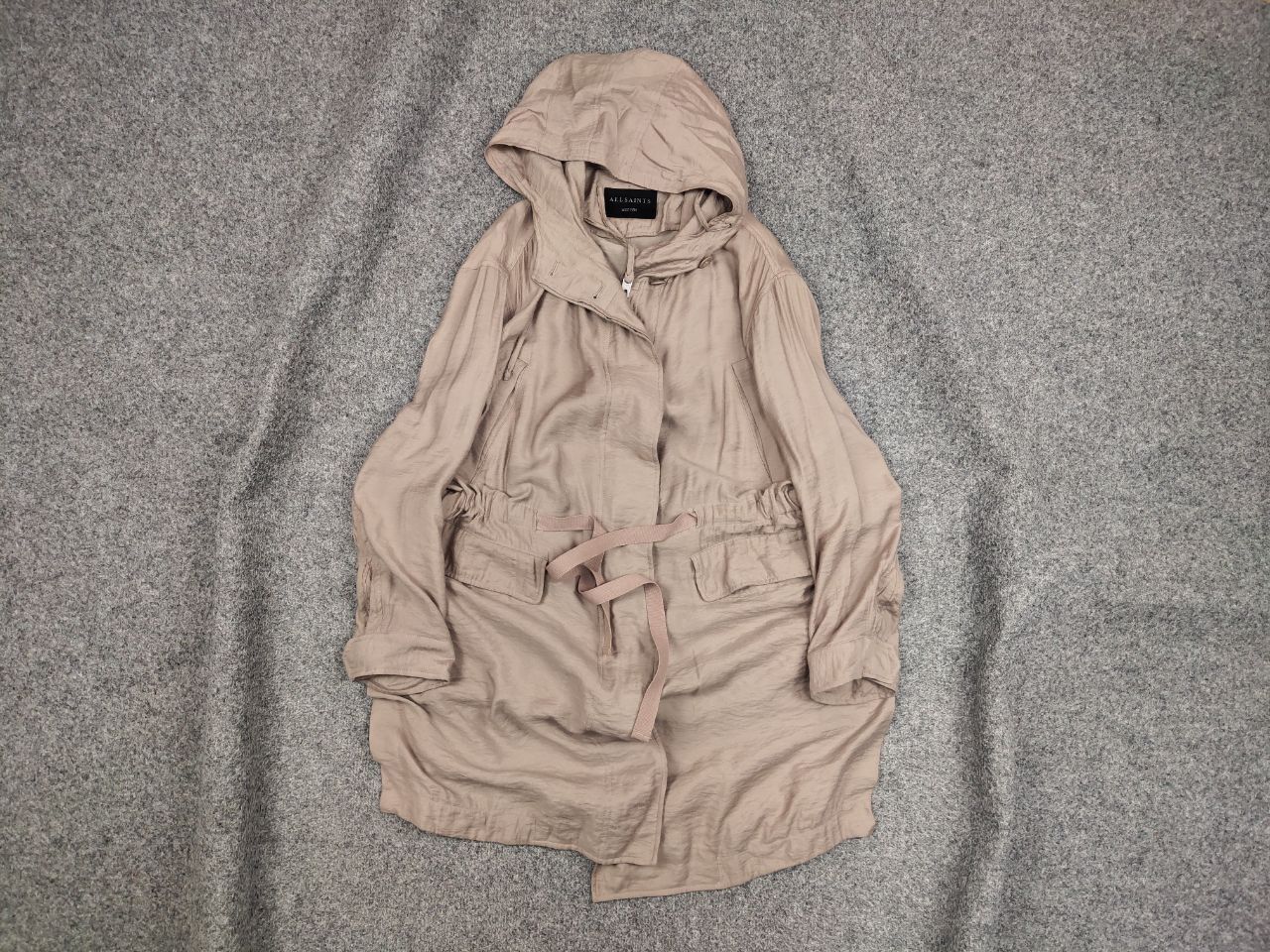 Allsaints All Saints Kinsley Parka Hooded Zip Up Tan Jacket Coat Size M / US 6-8 / IT 42-44 - 1 Thumbnail