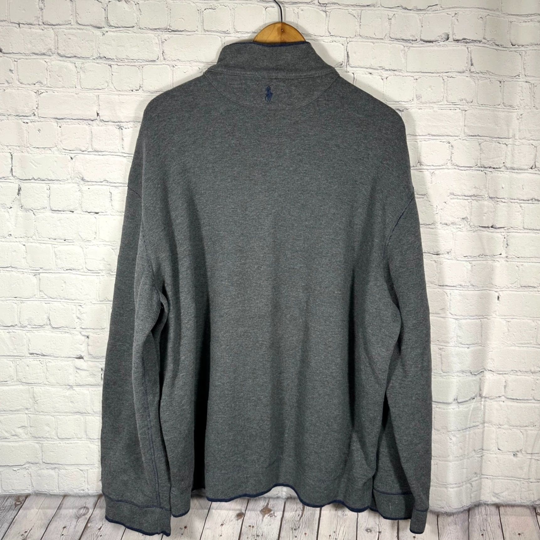 Polo Ralph Lauren Polo Ralph Lauren Reversible Quarter Zip Pullover Mens XL Gray Navy Blue Sweater Size US XL / EU 56 / 4 - 5 Thumbnail
