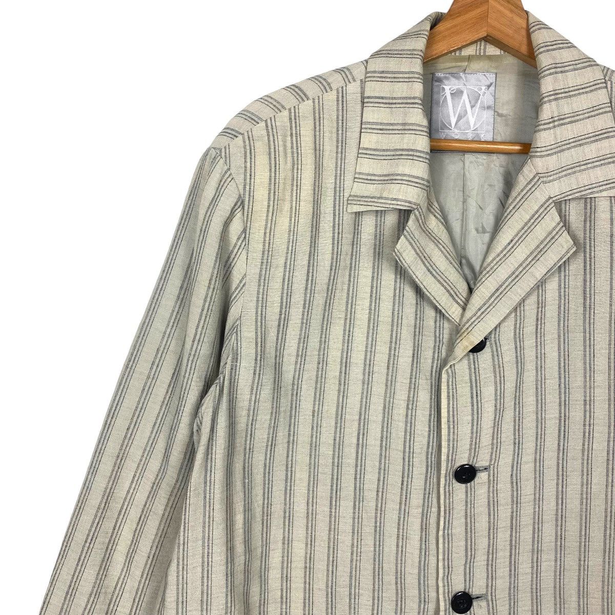 Yohji Yamamoto 🔥 WORK SHOP YOHJI YAMAMOTO STRIPE LINEN JACKET Size US M / EU 48-50 / 2 - 5 Thumbnail