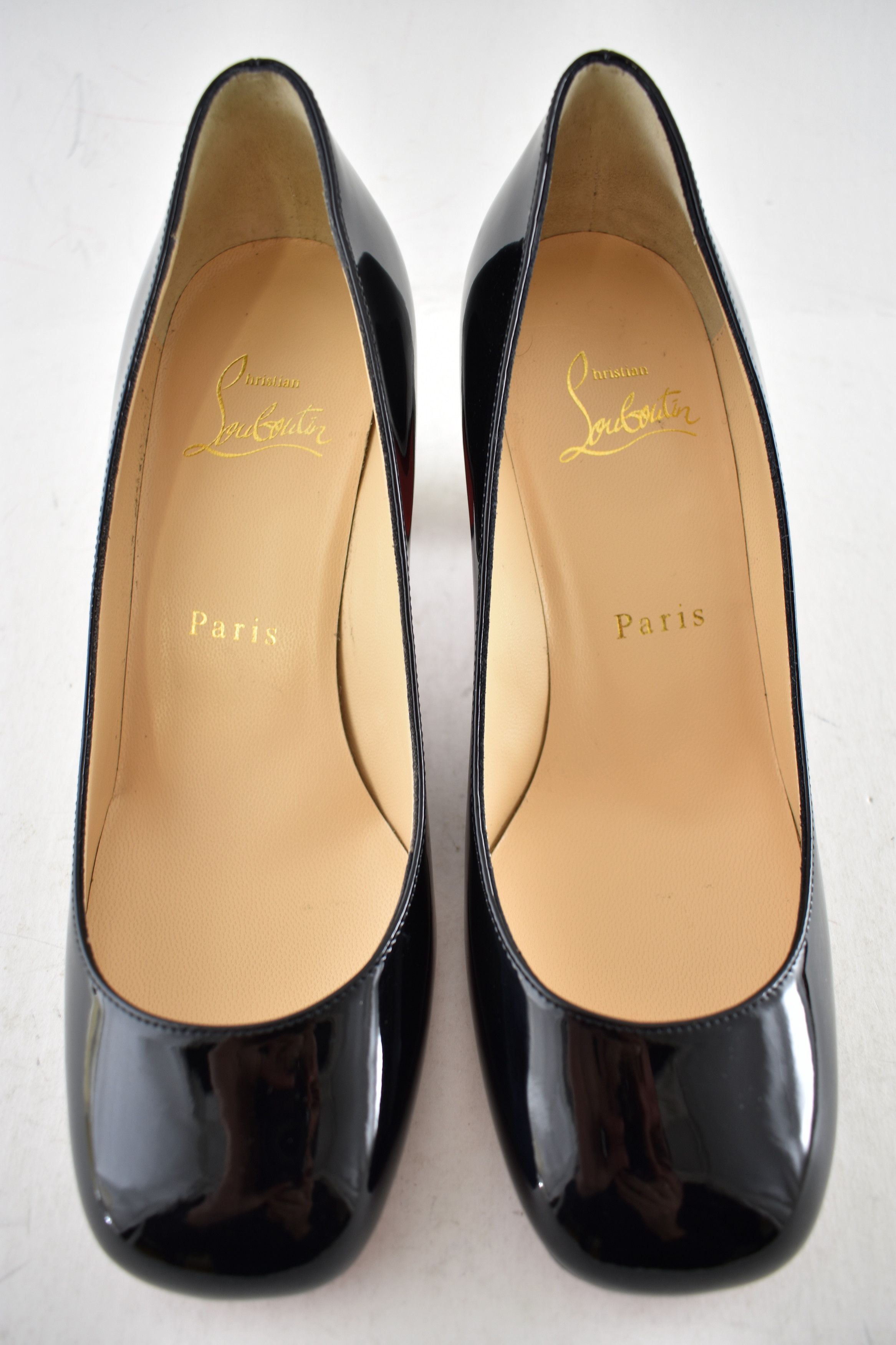 Christian Louboutin Cadrilla 70 Black Patent Leather Block Heel Classic Pump 35 Size US 5 / IT 35 - 7 Thumbnail