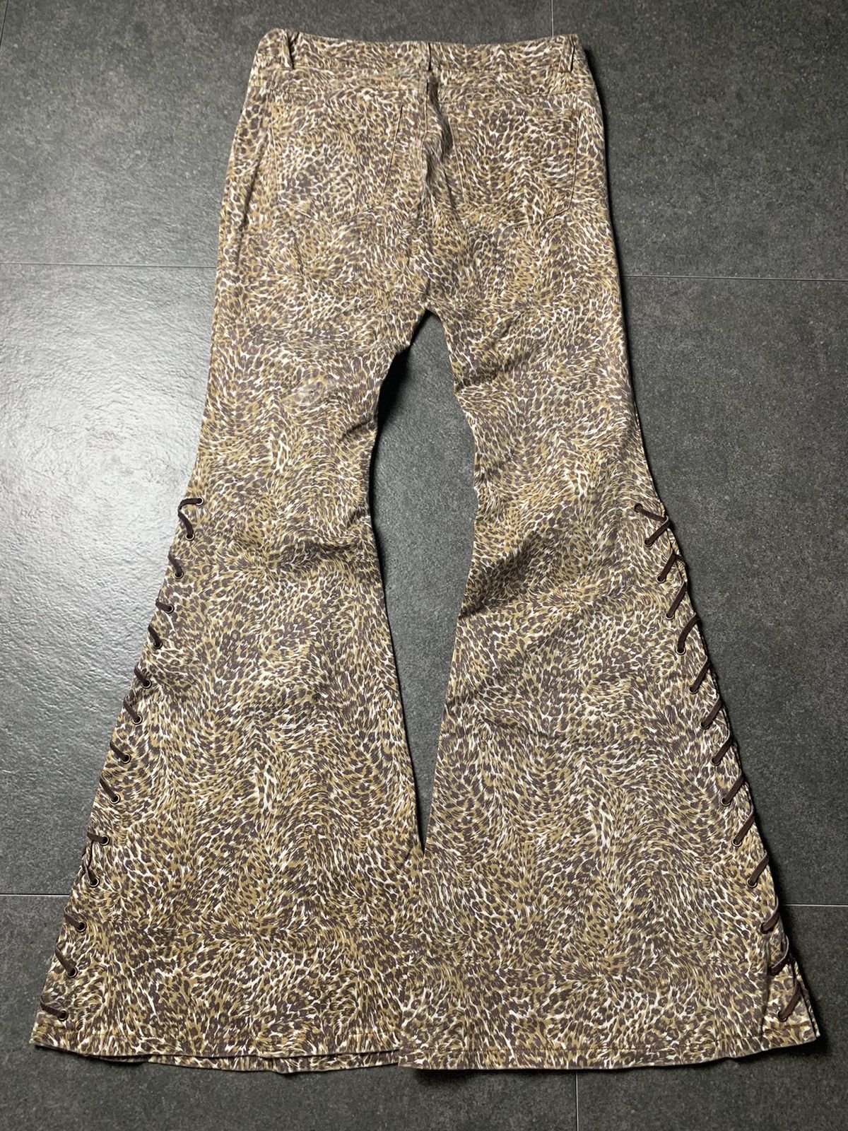 If Six Was Nine × Japanese Brand × Le Grande Bleu (L.G.B.) Cecil McBee Leopard Lace-Up Super Flared Pants Size 29" - 9 Thumbnail