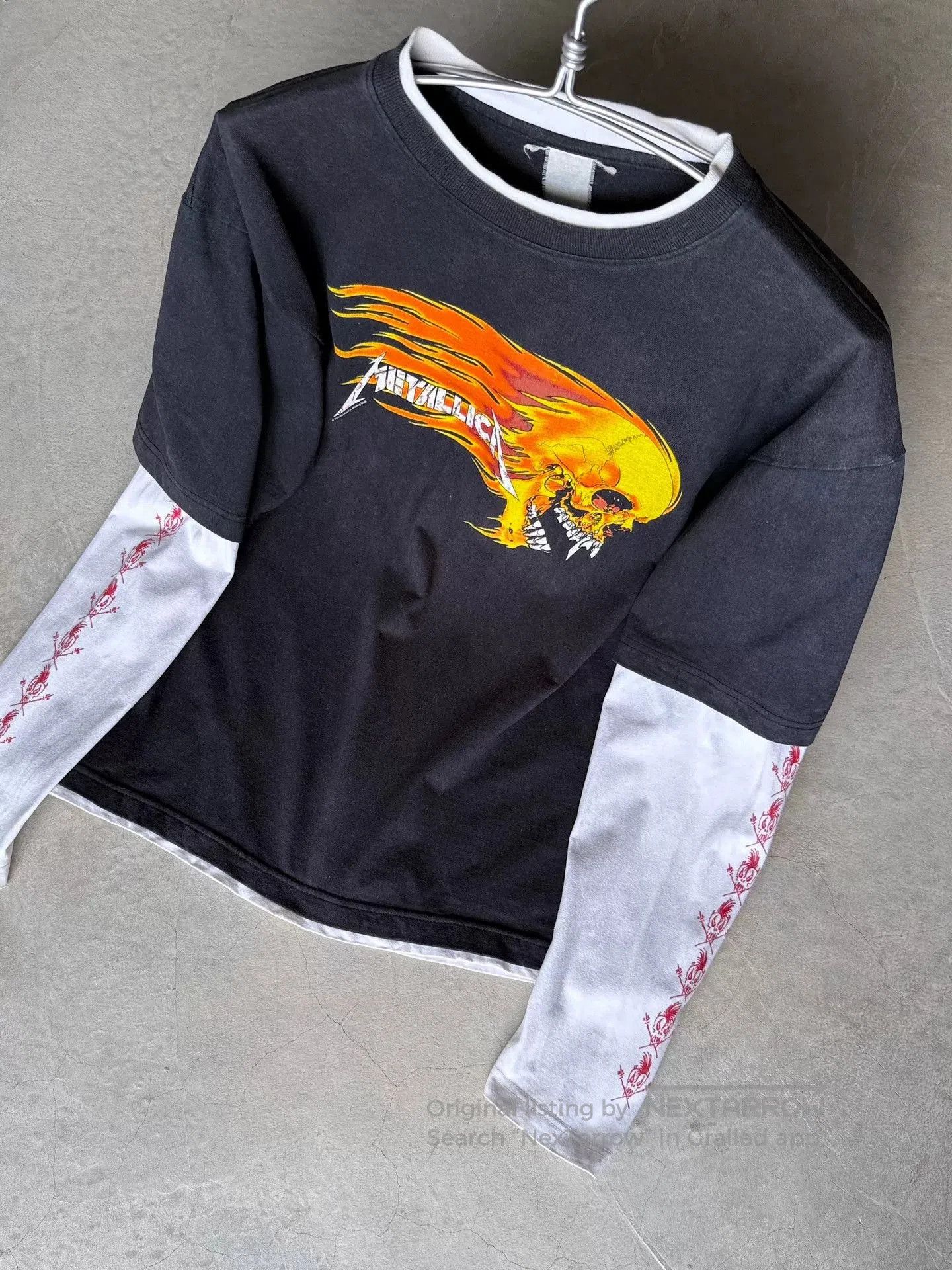 Vintage Vintage 00s Metallica Flame Skull Band Tee. Size US L / EU 52-54 / 3 - 8 Thumbnail