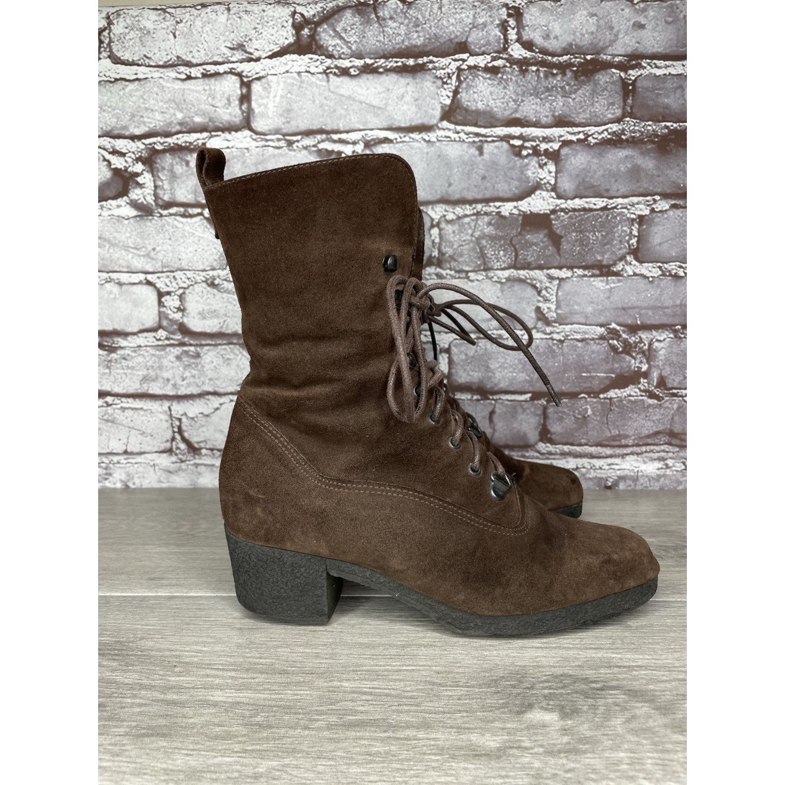 Aquatalia Aquatalia Marvin K Brown Suede Lace Up Block Heel Combat Boo Size US 6 / IT 36 - 11 Thumbnail