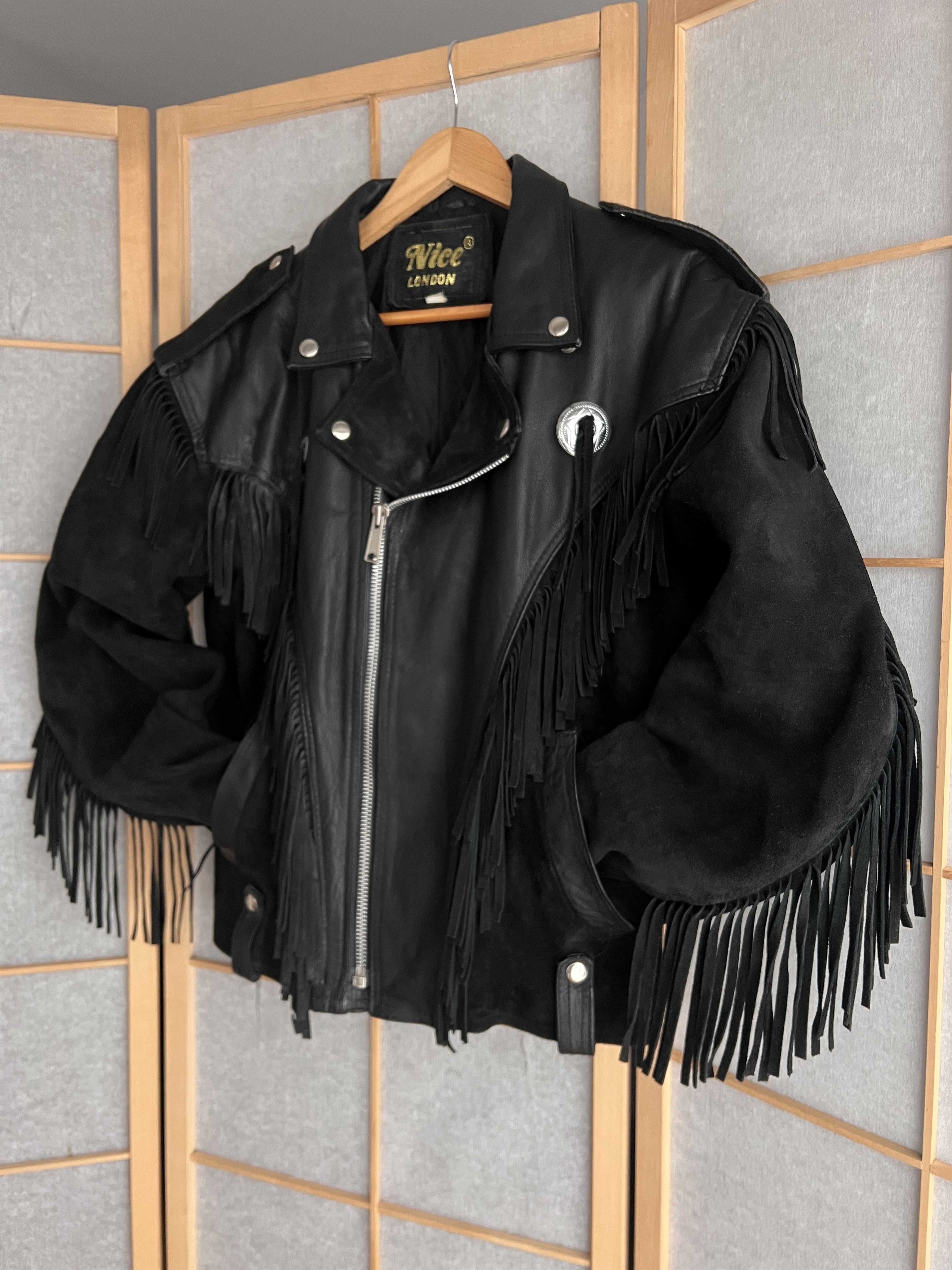 Other CRAZY Cowboy core vintage 90s cropped leather jacket bomber Size US L / EU 52-54 / 3 - 6 Thumbnail