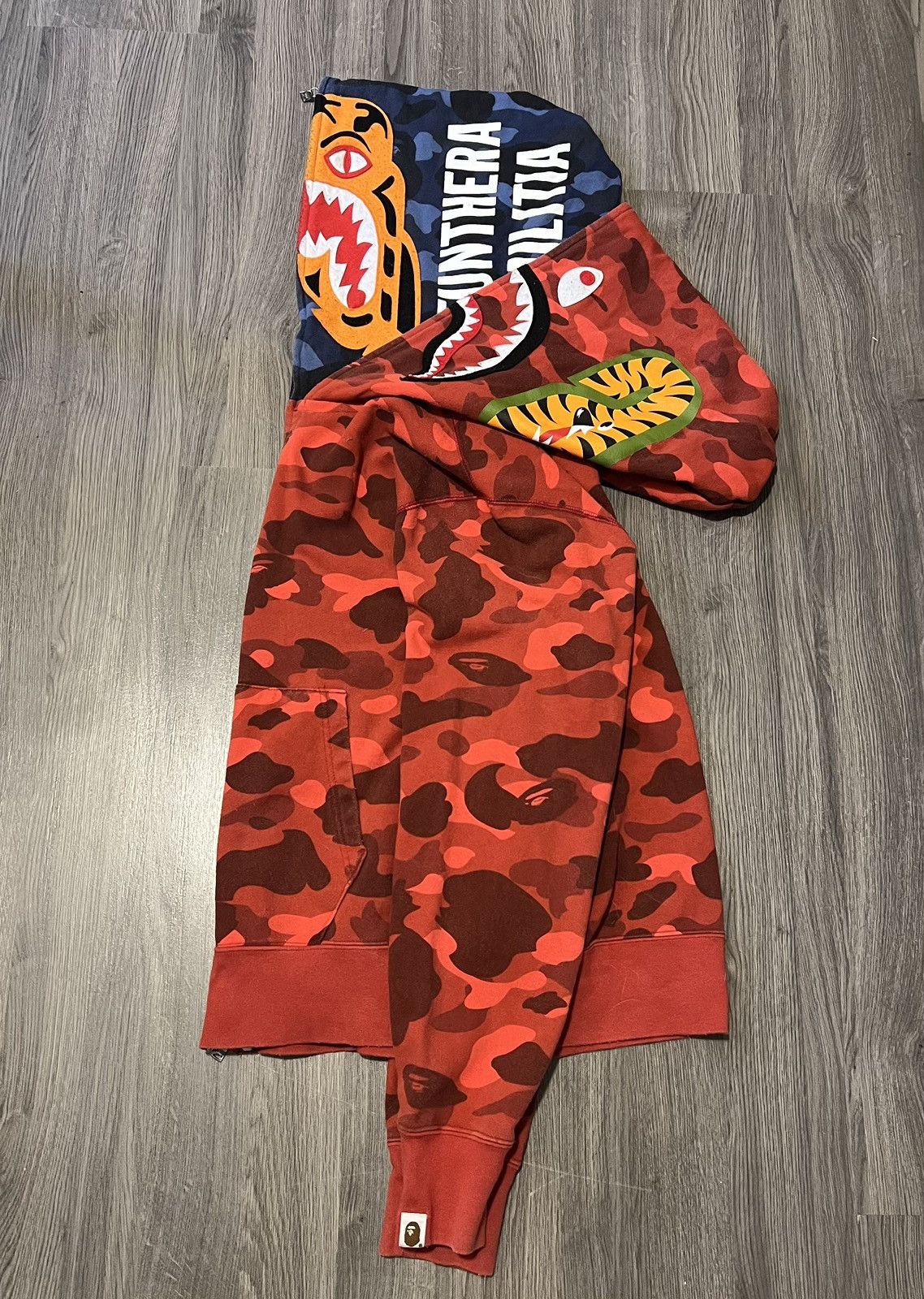 Bape BAPE Camo Tiger Shark Wide Full Zip Double Hoodie Size US M / EU 48-50 / 2 - 3 Thumbnail