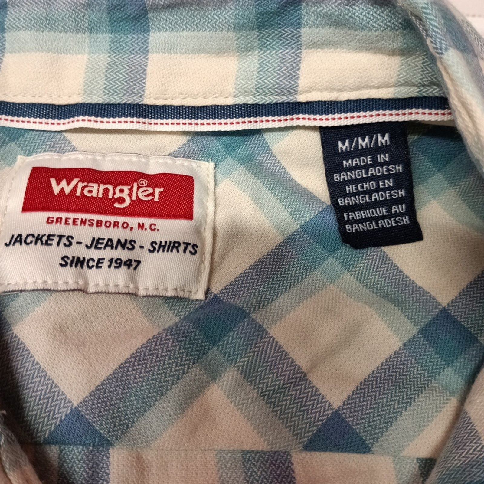 Wrangler Wrangler Cowboy Wash Twill Shirt Men's M Nile Blue Checkered Size US M / EU 48-50 / 2 - 4 Thumbnail