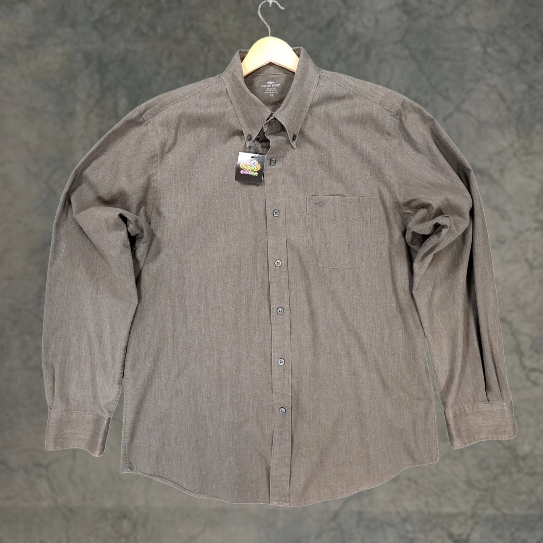 Dockers Dockers Button Front Shirt Mens LT Brown Long Sleeve Stain Defender Size US L / EU 52-54 / 3 - 1 Thumbnail