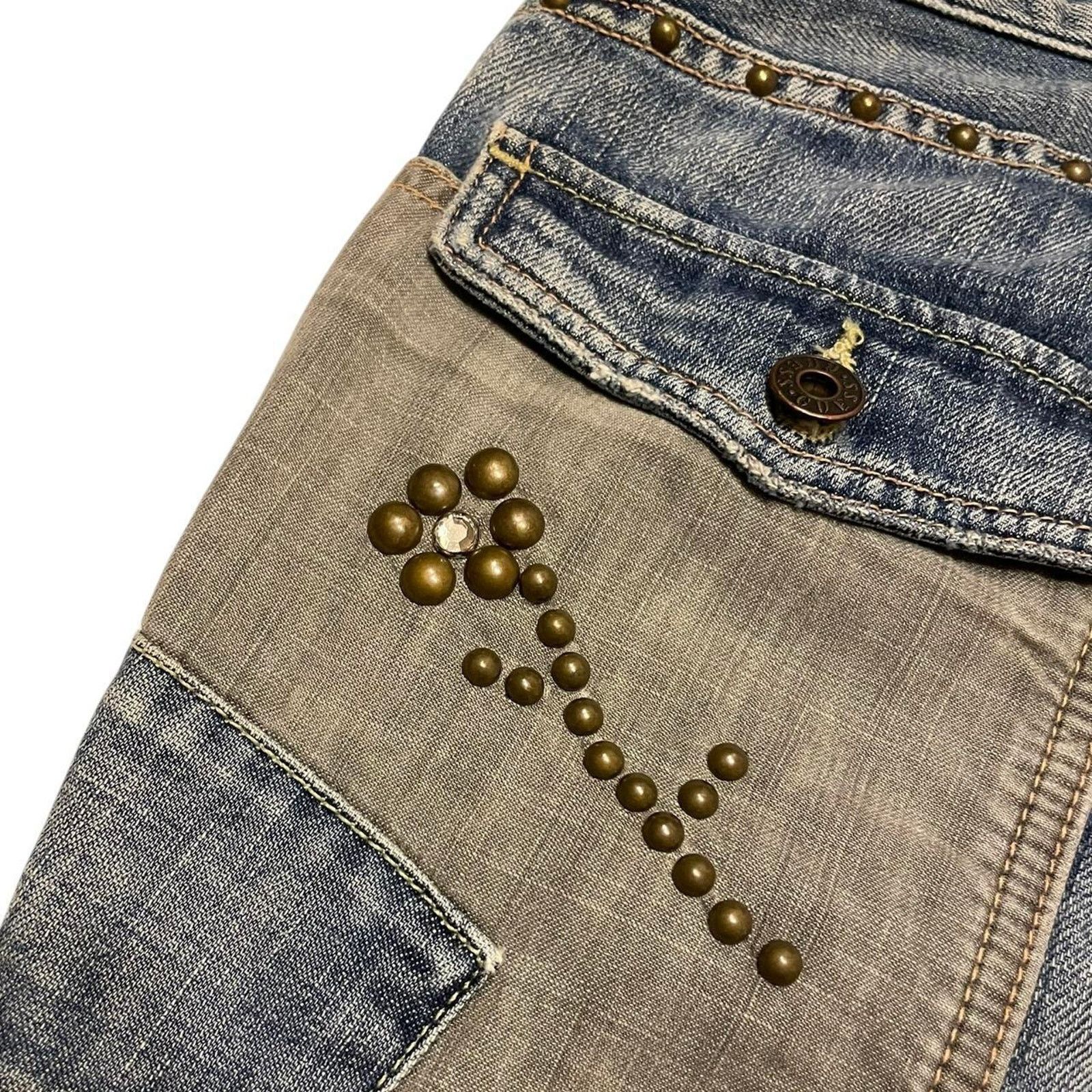 Guess RARE VTG Y2K Guess Patchwork denim flare cargo pants Size 30 Size 30" / US 8 / IT 44 - 5 Thumbnail