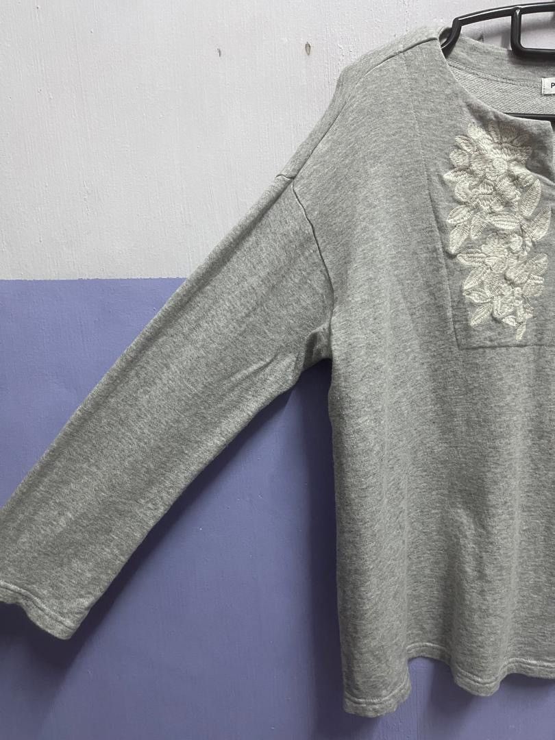 Issey Miyake 2000s Issey Miyake Plantation Flower Embroiderey Sweatshirt Size M / US 6-8 / IT 42-44 - 4 Thumbnail