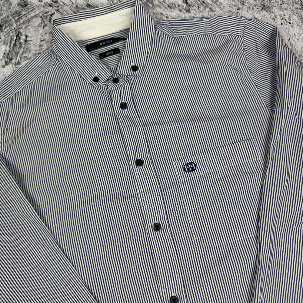 Gucci Gucci Men Cotton Stripe Button-Down Shirt Size US M / EU 48-50 / 2 - 4 Thumbnail