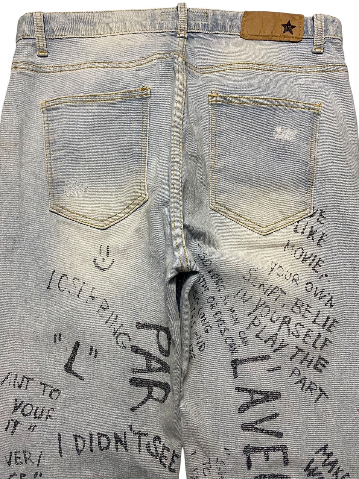 Japanese Brand Customised vintage jeans hand written slogan paint splatter Size US 31 - 4 Thumbnail
