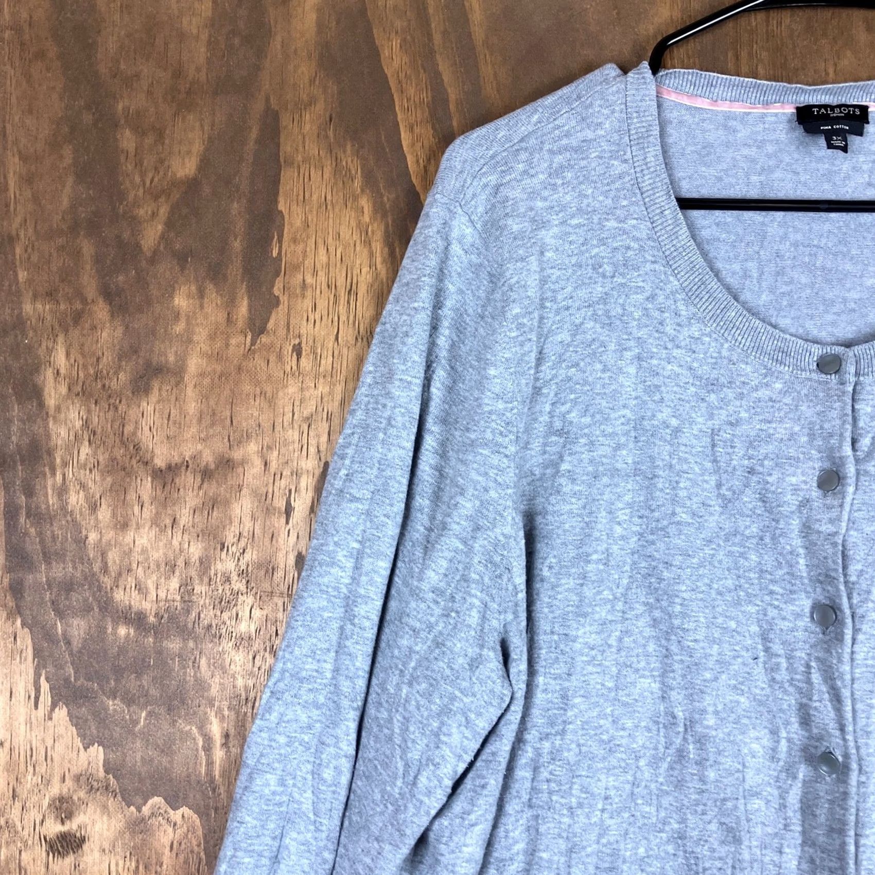 Talbots Talbots Womens Cardigan Gray Button Up Pima Cotton Blend 3X Sweater Knit Solid Casual Office Womens Size XXL / US 16-18 / IT 52-54 - 4 Thumbnail