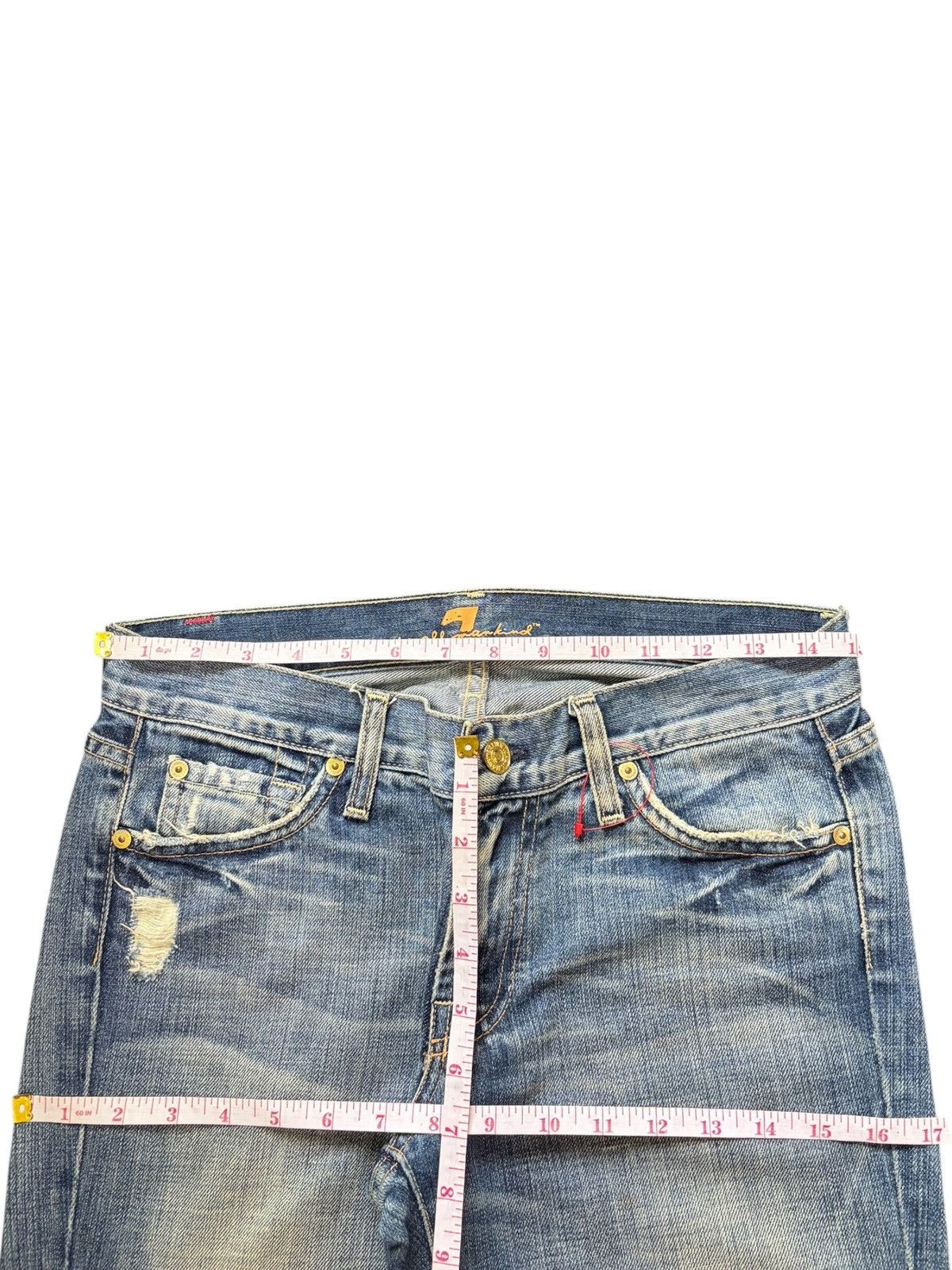 7 For All Mankind Vintage 7 For All Mankind Mud Wash Distress Flare Jeans Size 29" - 6 Thumbnail