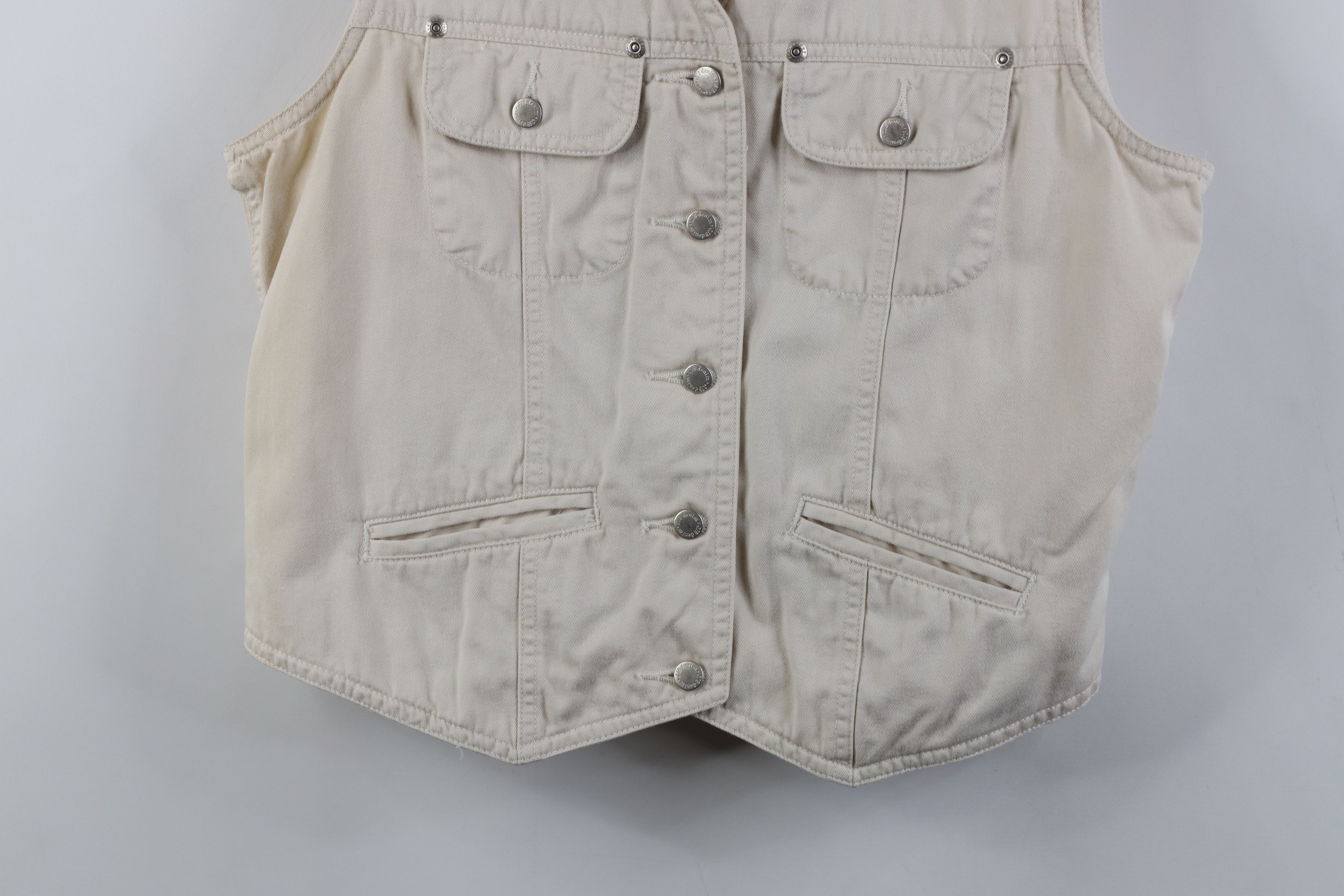Vintage Vintage 90s Streetwear Buckle Back Vest Jacket Beige Size M / US 6-8 / IT 42-44 - 3 Thumbnail