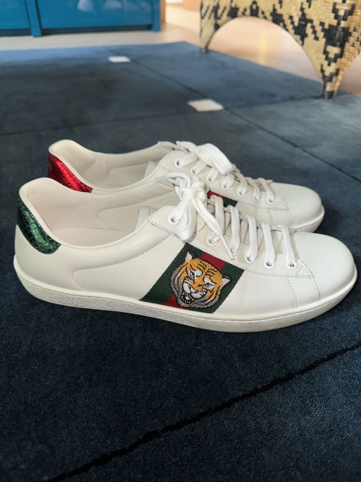 image of Gucci Ace Series Men’S Sneakers in White, Men's (Size 8.5)