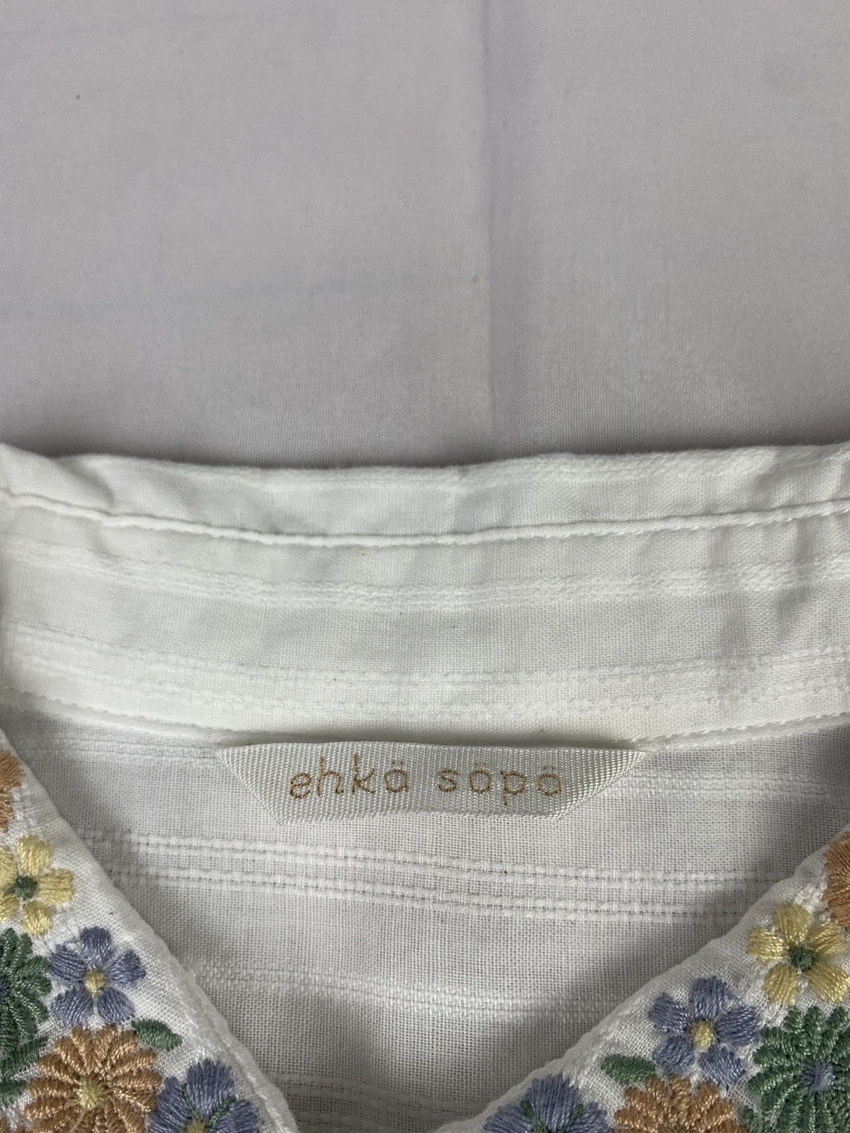Japanese Brand 2000s ehka sopo Japan Flower Embroidered Collar Loosy Blouse Size M / US 6-8 / IT 42-44 - 7 Thumbnail