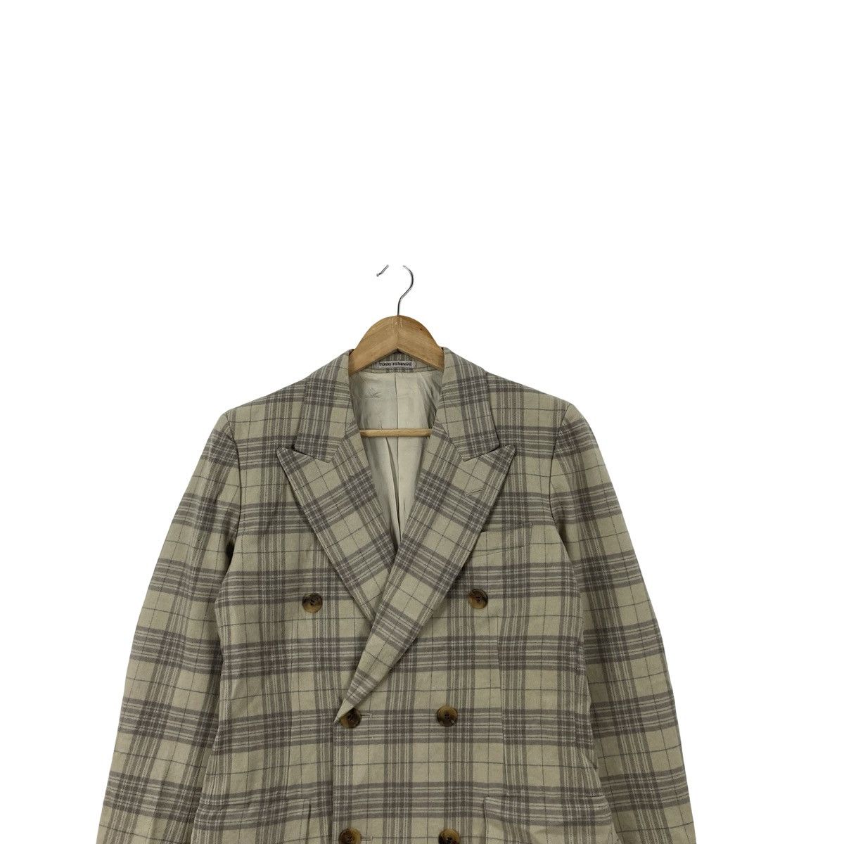 Tokio Kumagai Vintage TOKKO KUMAGAI Plaid Double Breasted Blend Blazer Size S / US 4 / IT 40 - 2 Thumbnail