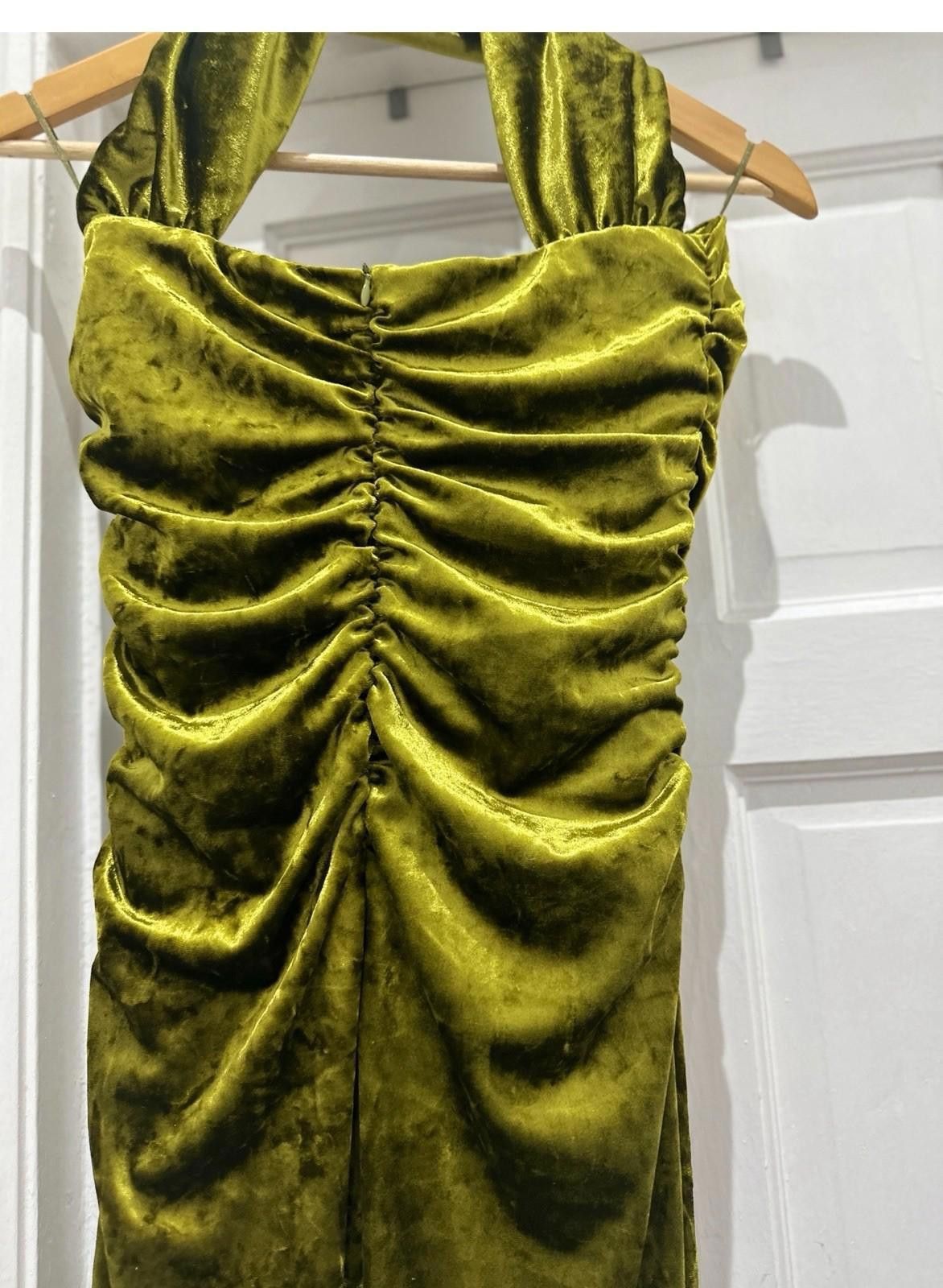 Zara ZARA green long maxi velvet dress BNWT Size XL / US 12-14 / IT 48-50 - 4 Thumbnail