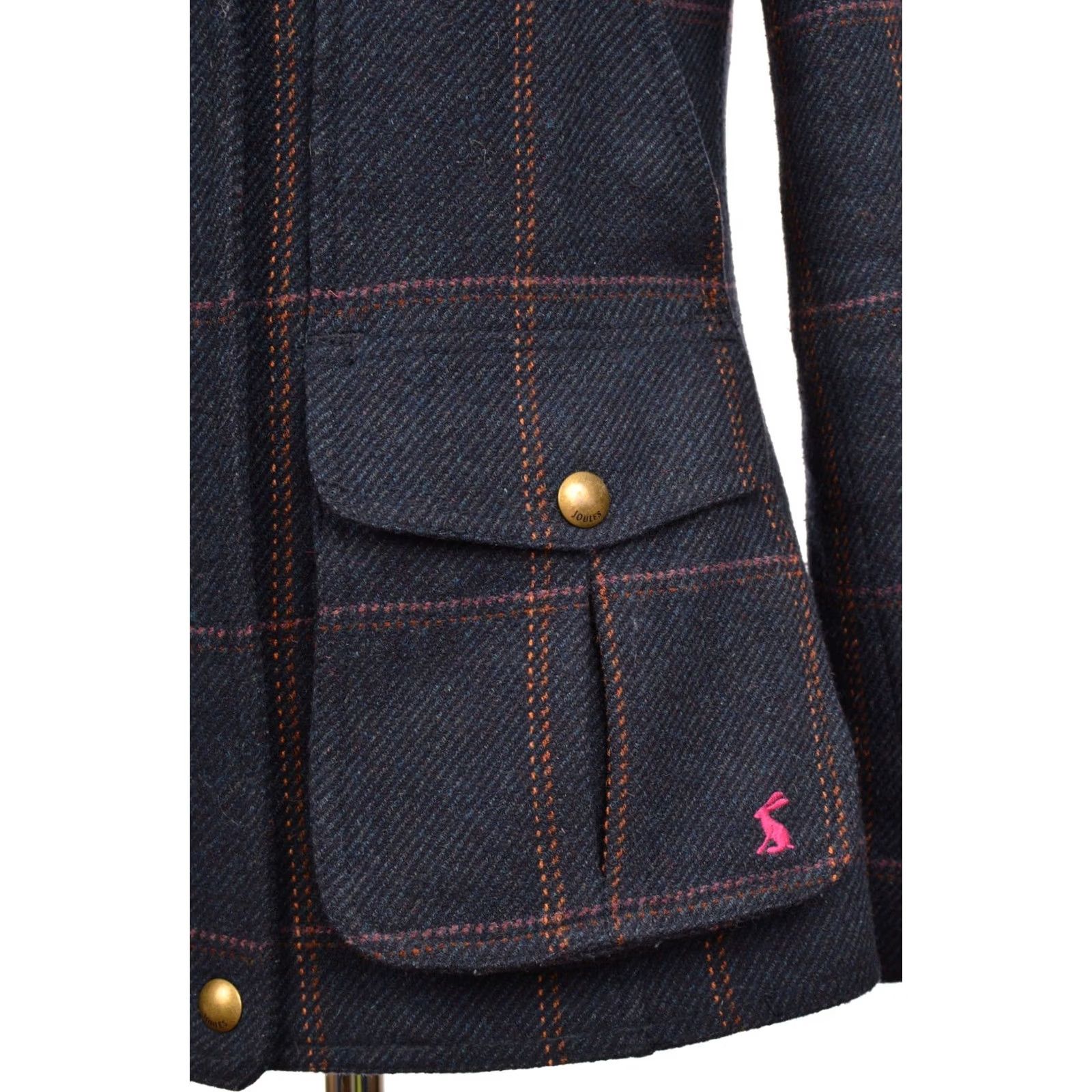 Vintage Joules Tweed Field Jacket Coat XS Women Navy / Blue Wool Coat, Pea Style, DDP, 123997 Size XS / US 0-2 / IT 36-38 - 3 Thumbnail