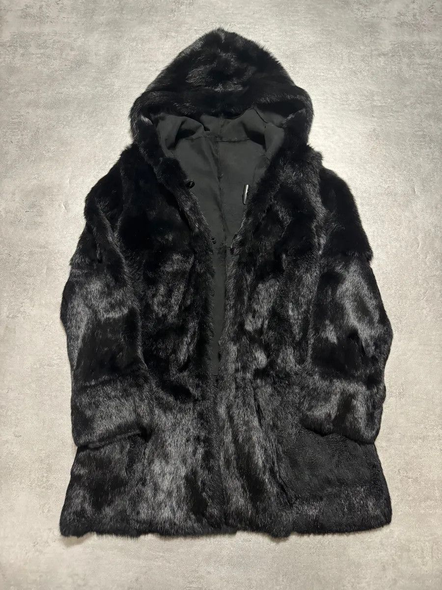 Armani 2000s Armani Reversible 2 in 1 Avant-Garde Black Rustic Fur Jacket Size S / US 4 / IT 40 - 9 Thumbnail