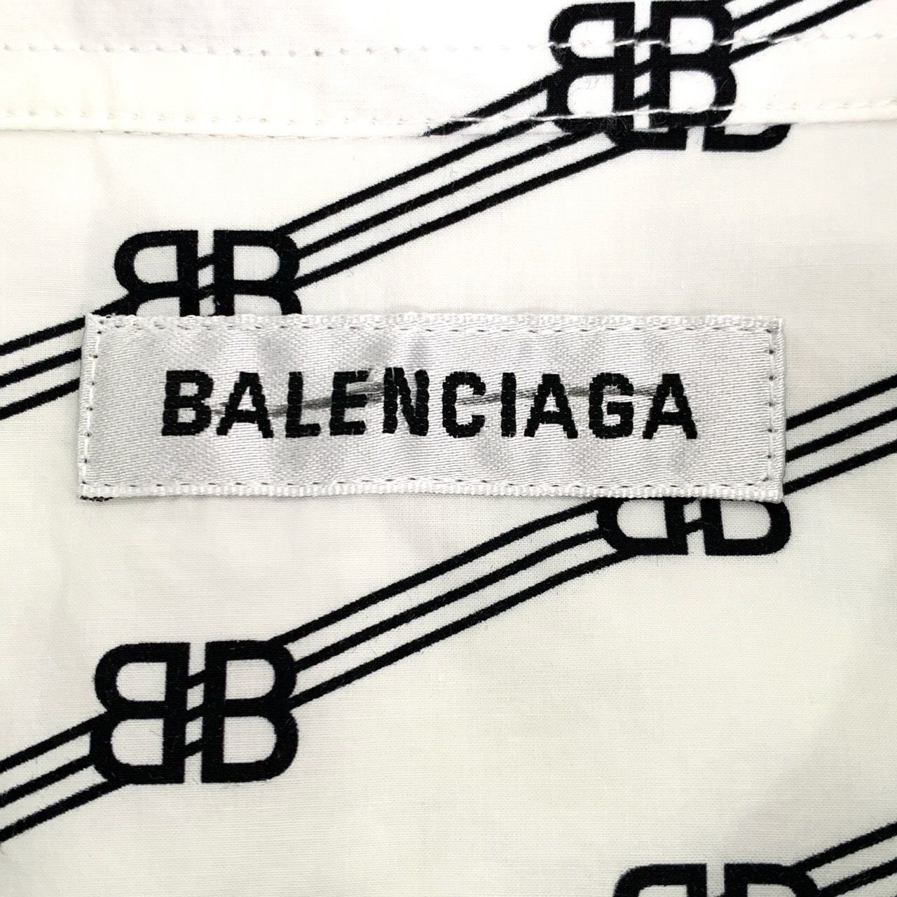Balenciaga Balenciaga Double B Full Print Collared White Cotton Long-Sl Size XXS / US 00 / IT 34 - 2 Thumbnail