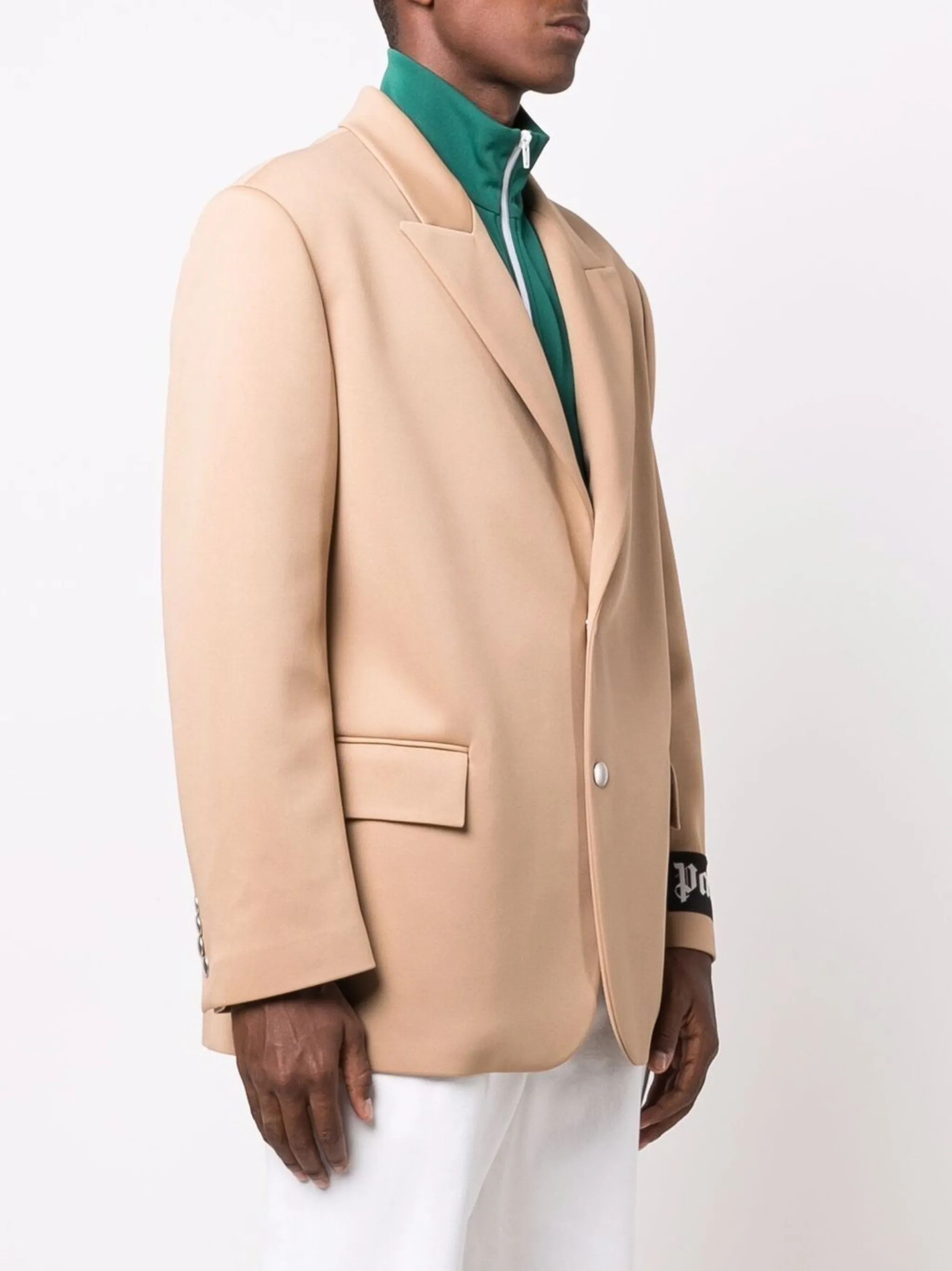 Palm Angels o1y0325 Logo Blazer in Beige/Green Size US M / EU 48-50 / 2 - 3 Thumbnail
