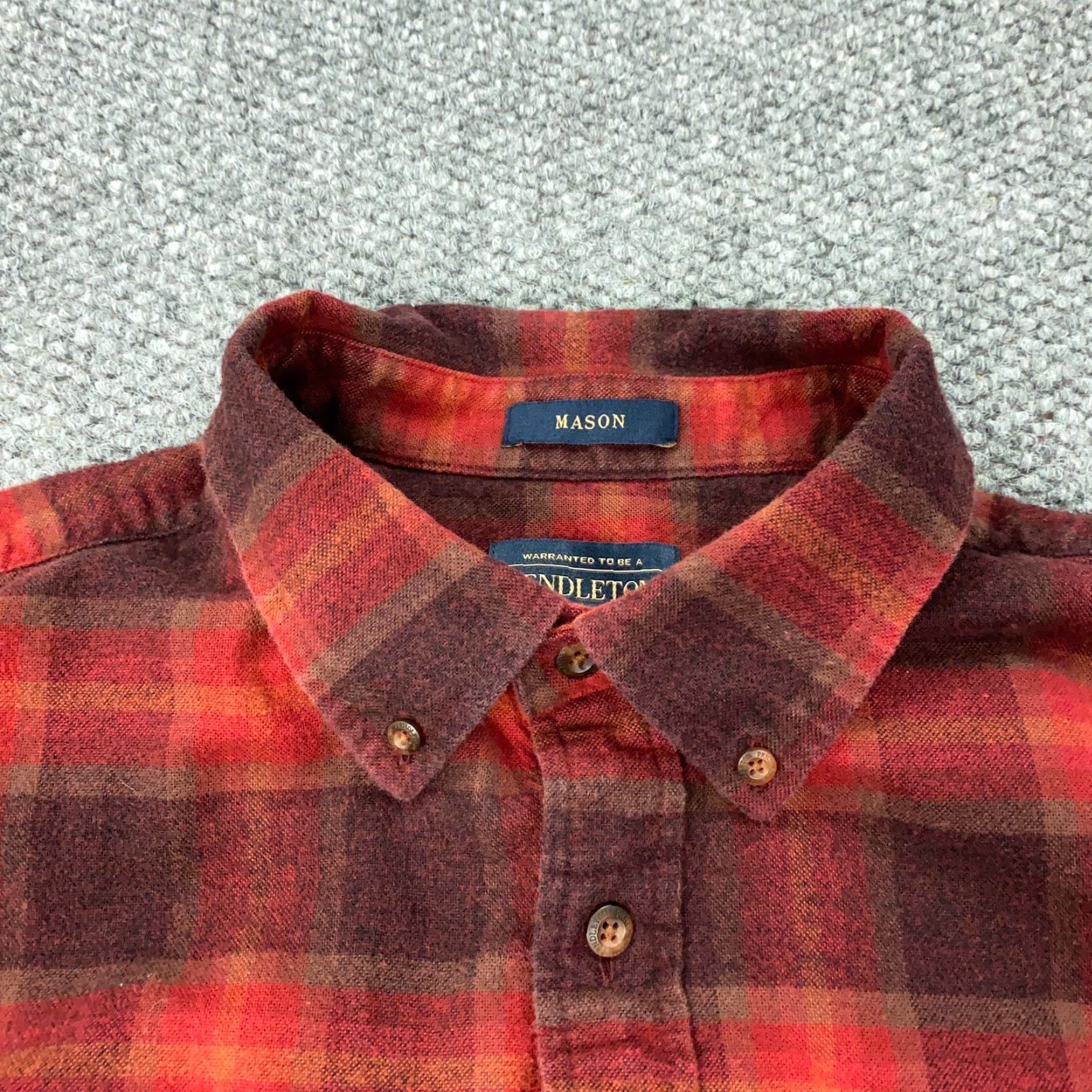 Pendleton VINTAGE Pendleton Shirt Mens XL Red Plaid Flannel Button-Up Long Sleeve with Pockets Size US XL / EU 56 / 4 - 3 Thumbnail