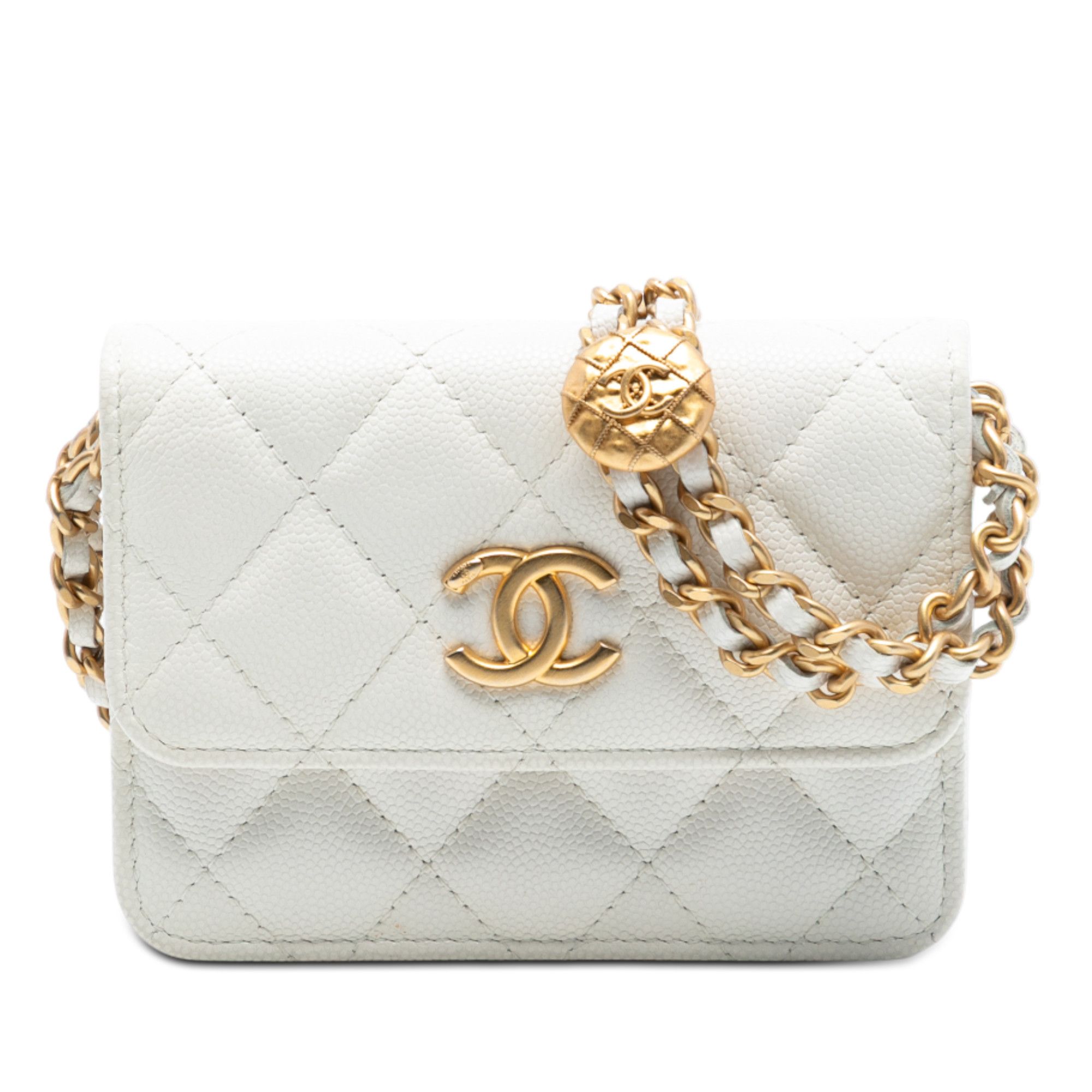 Chanel Chanel CC Quilted Caviar Medallion Charm Clutch With Chain Size ONE SIZE - 1 Thumbnail