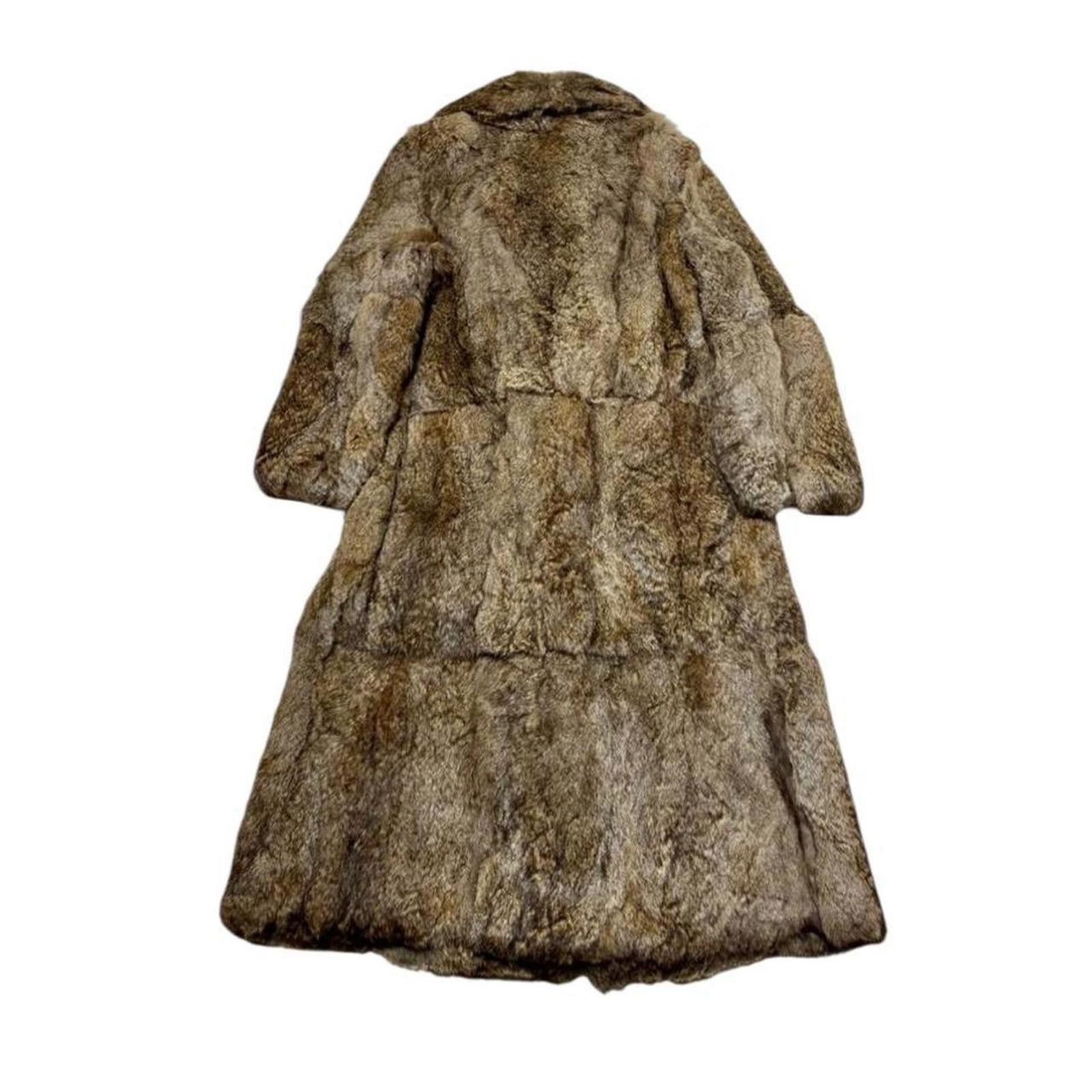 Other Real rabbit fur mob wife style grunge brown fur coat Size XS / US 0-2 / IT 36-38 - 2 Thumbnail