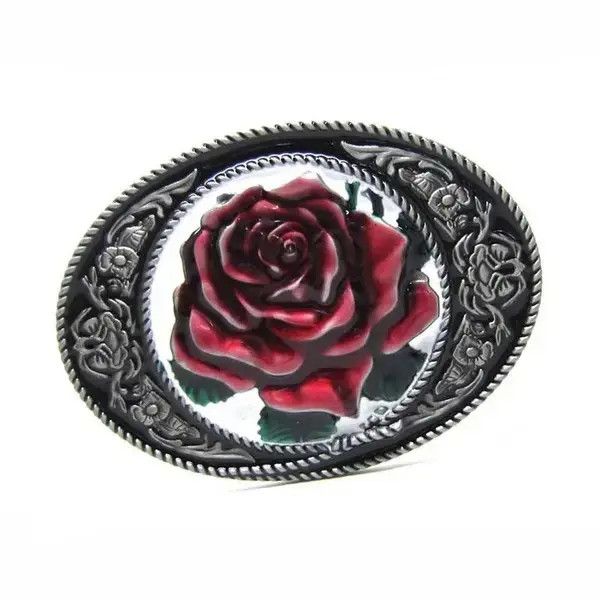 Japanese Brand Metal Floral Red Roses belt buckle ( no belt ) Size ONE SIZE - 3 Thumbnail